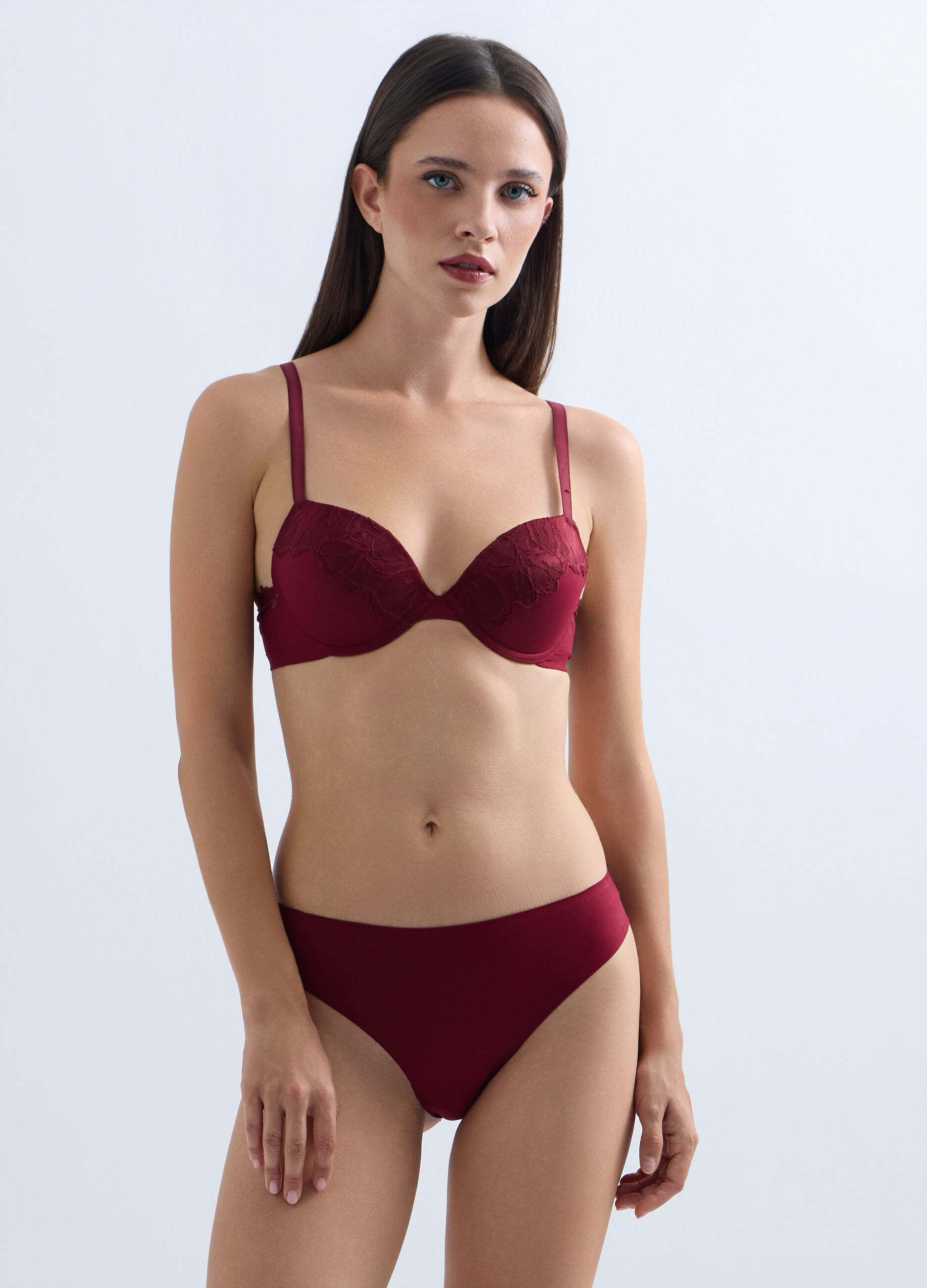 Reggiseno imbottito con inserti in pizzo donna_1