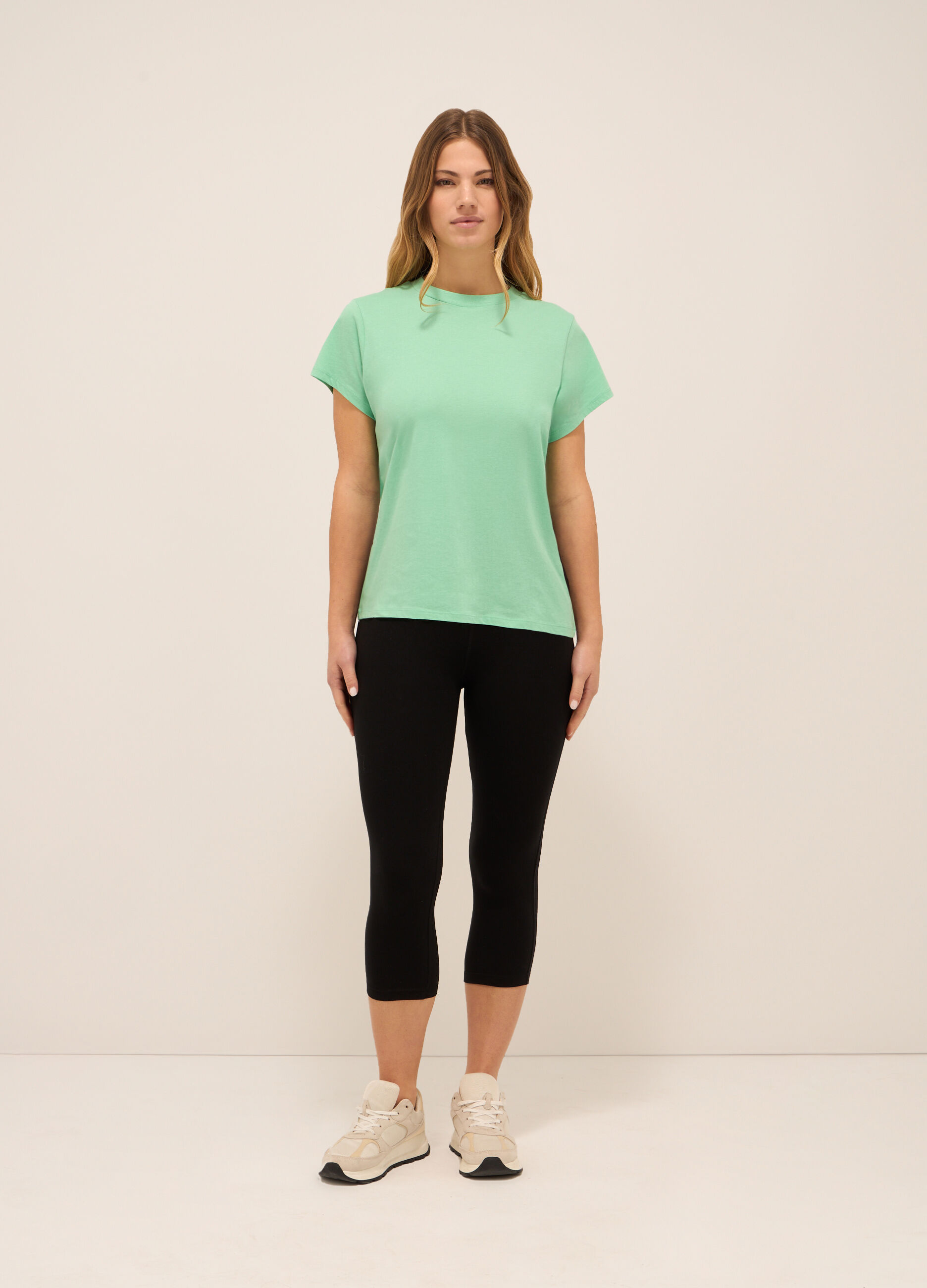 Leggings capri in jersey di cotone stretch donna_0