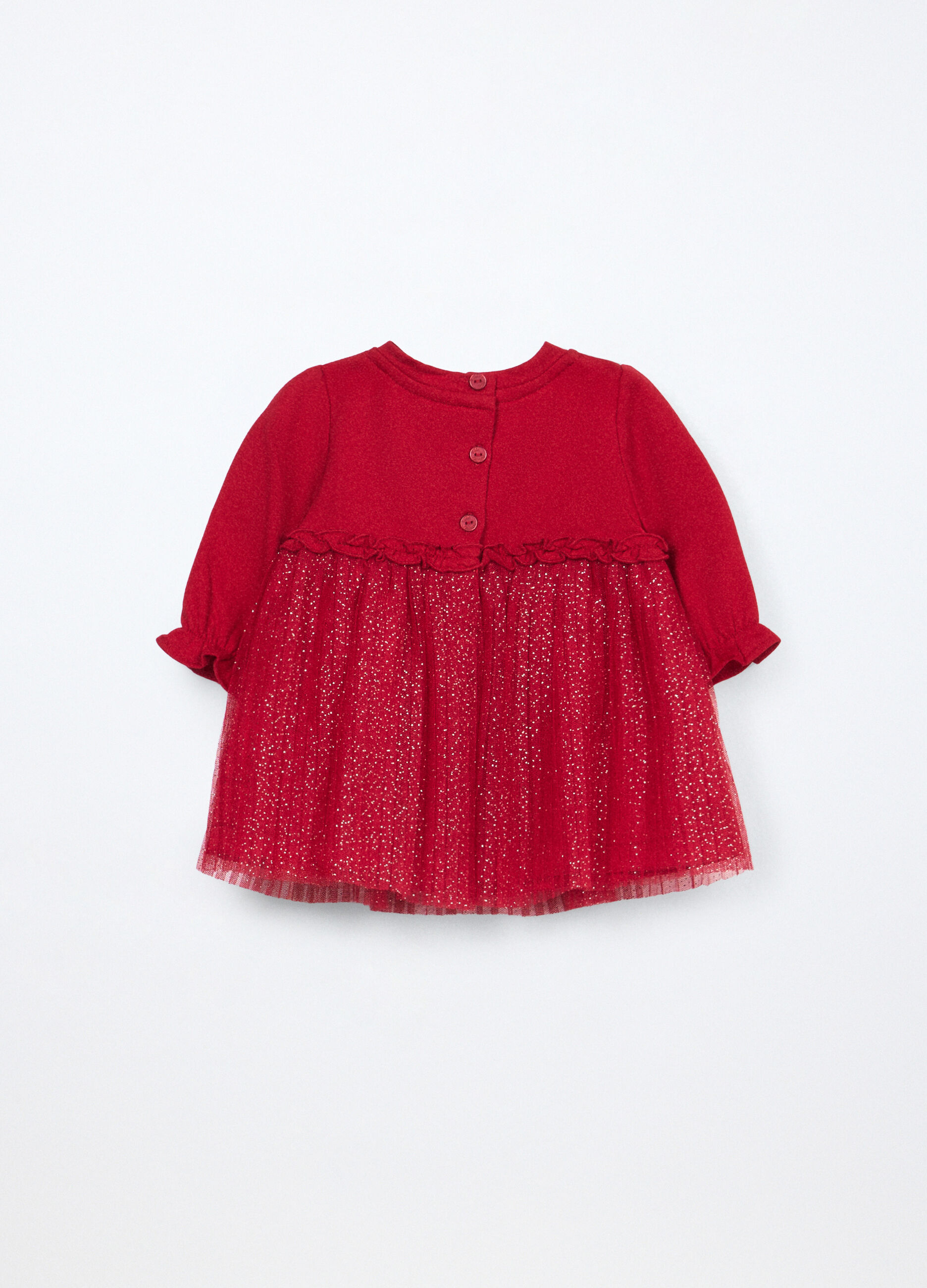 Vestito in cotone fleece stretch neonata_1