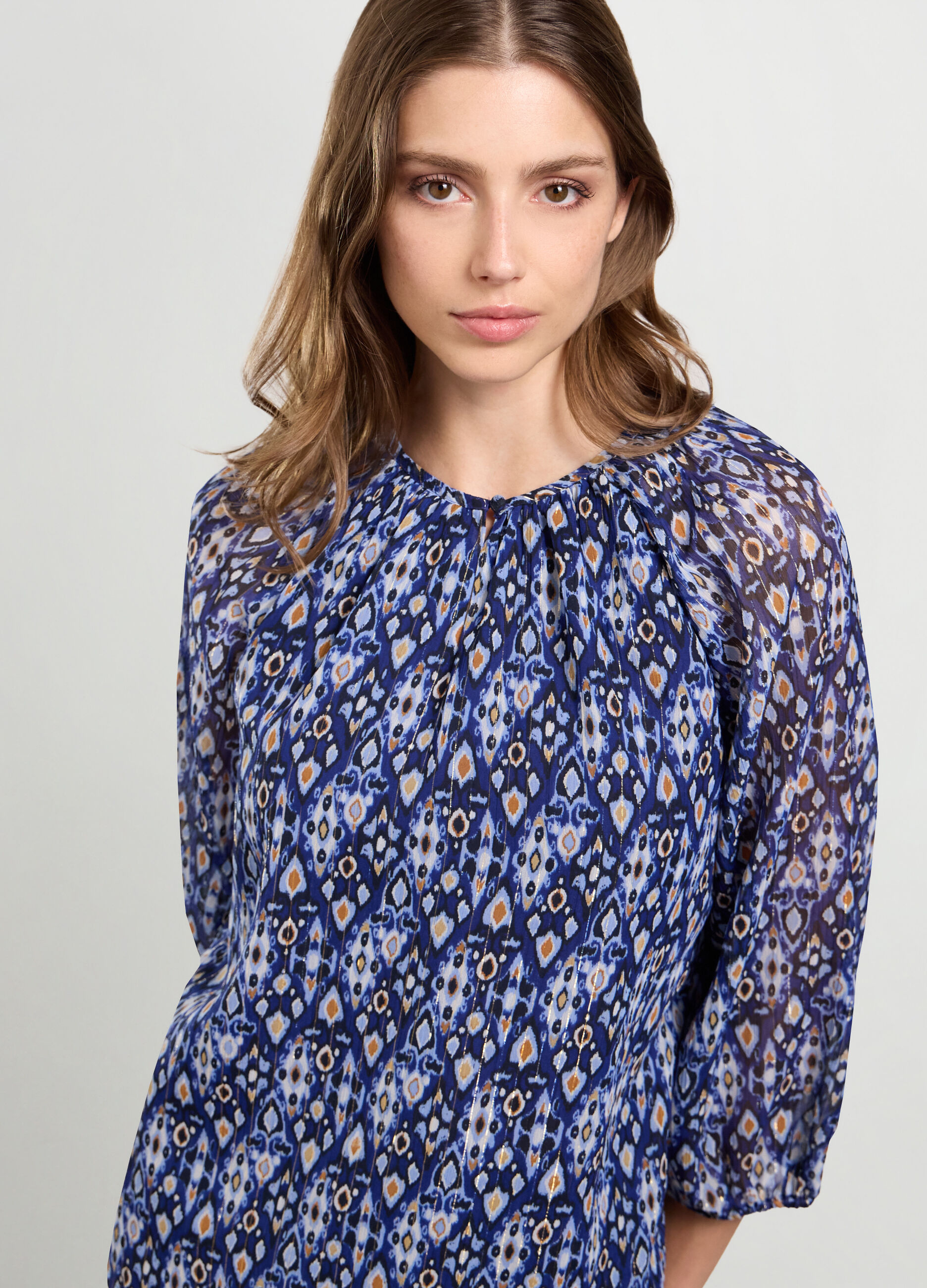 Blusa chiffon con stampa donna_2