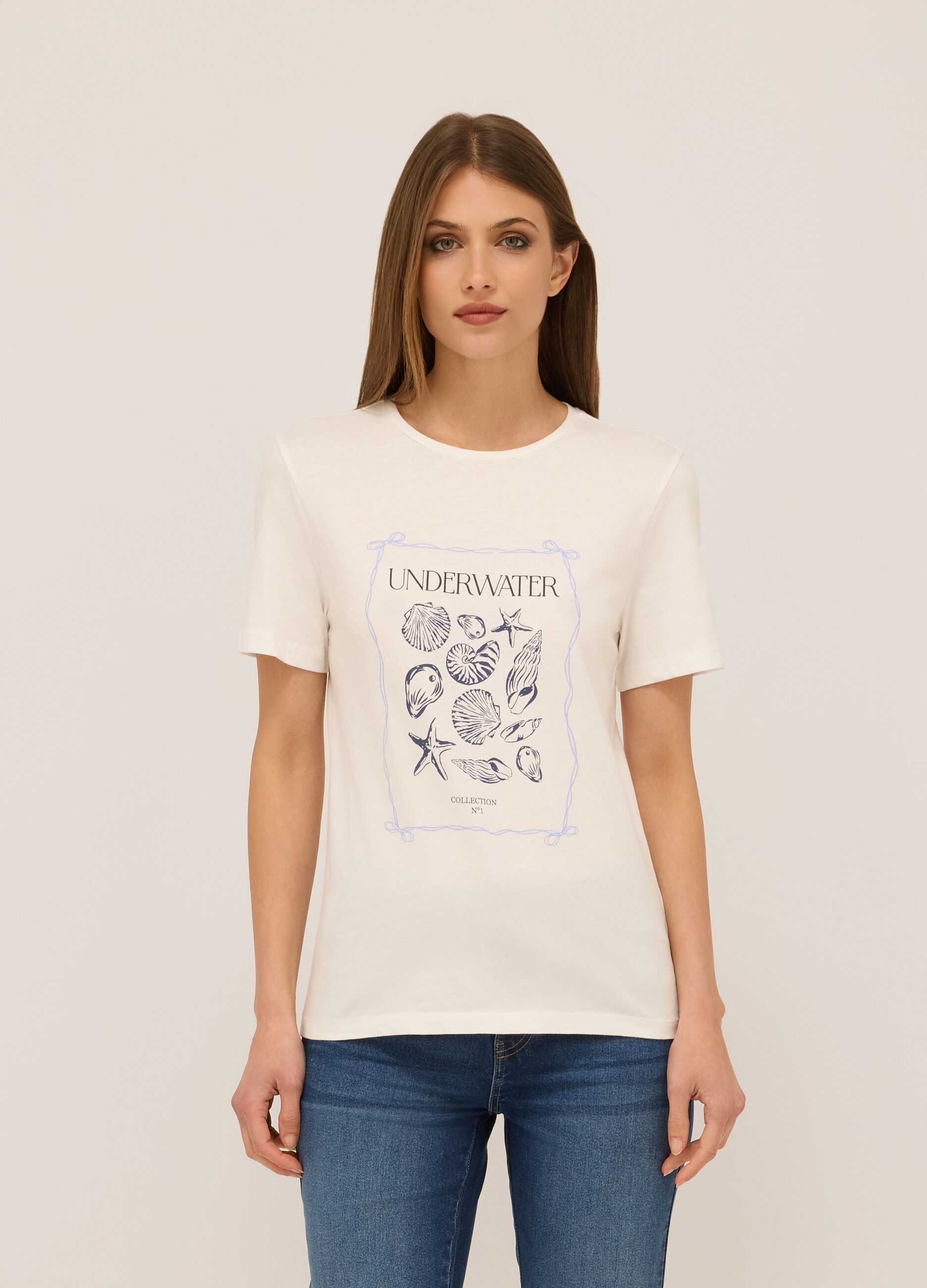 T-shirt in jersey di puro cotone donna_0