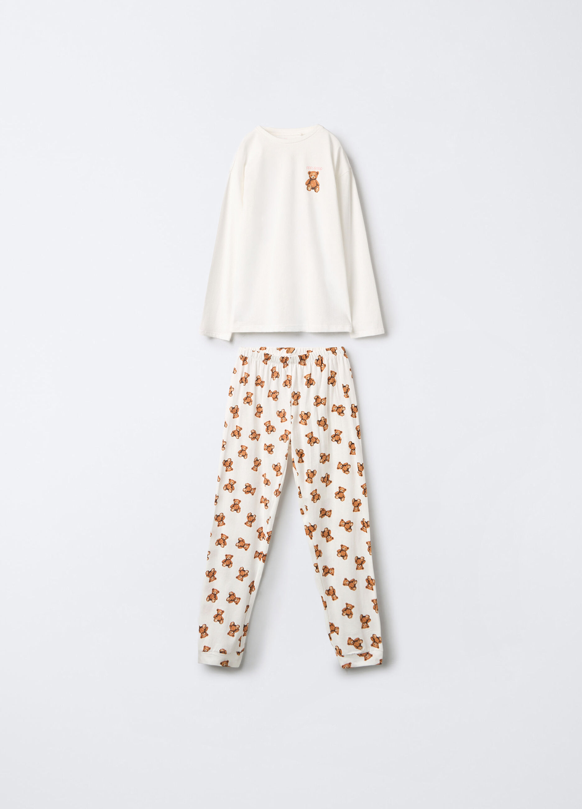 Set pigiama lungo in jersey di puro cotone ragazza_0