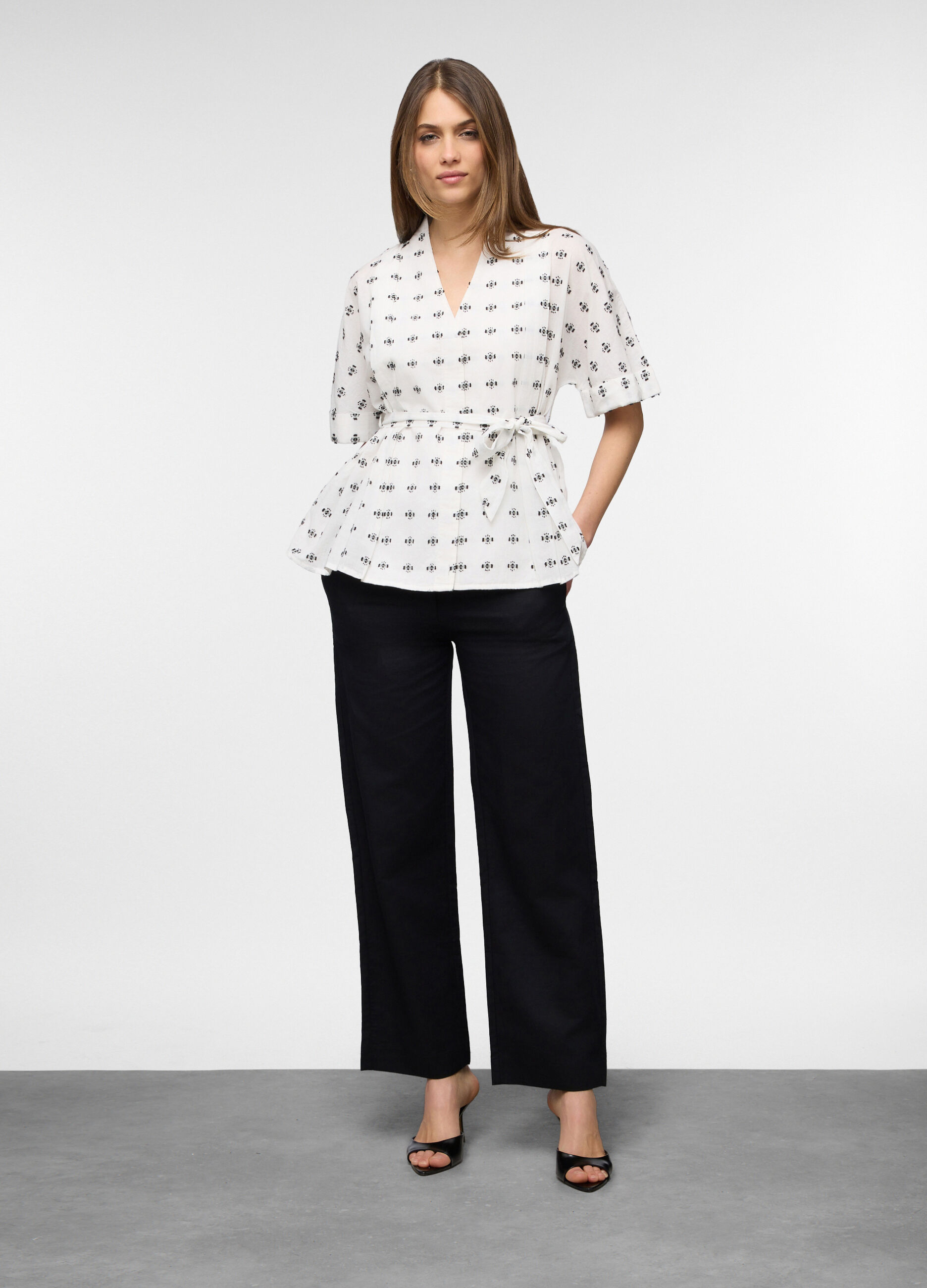 Pantaloni wide leg misto lino donna_0