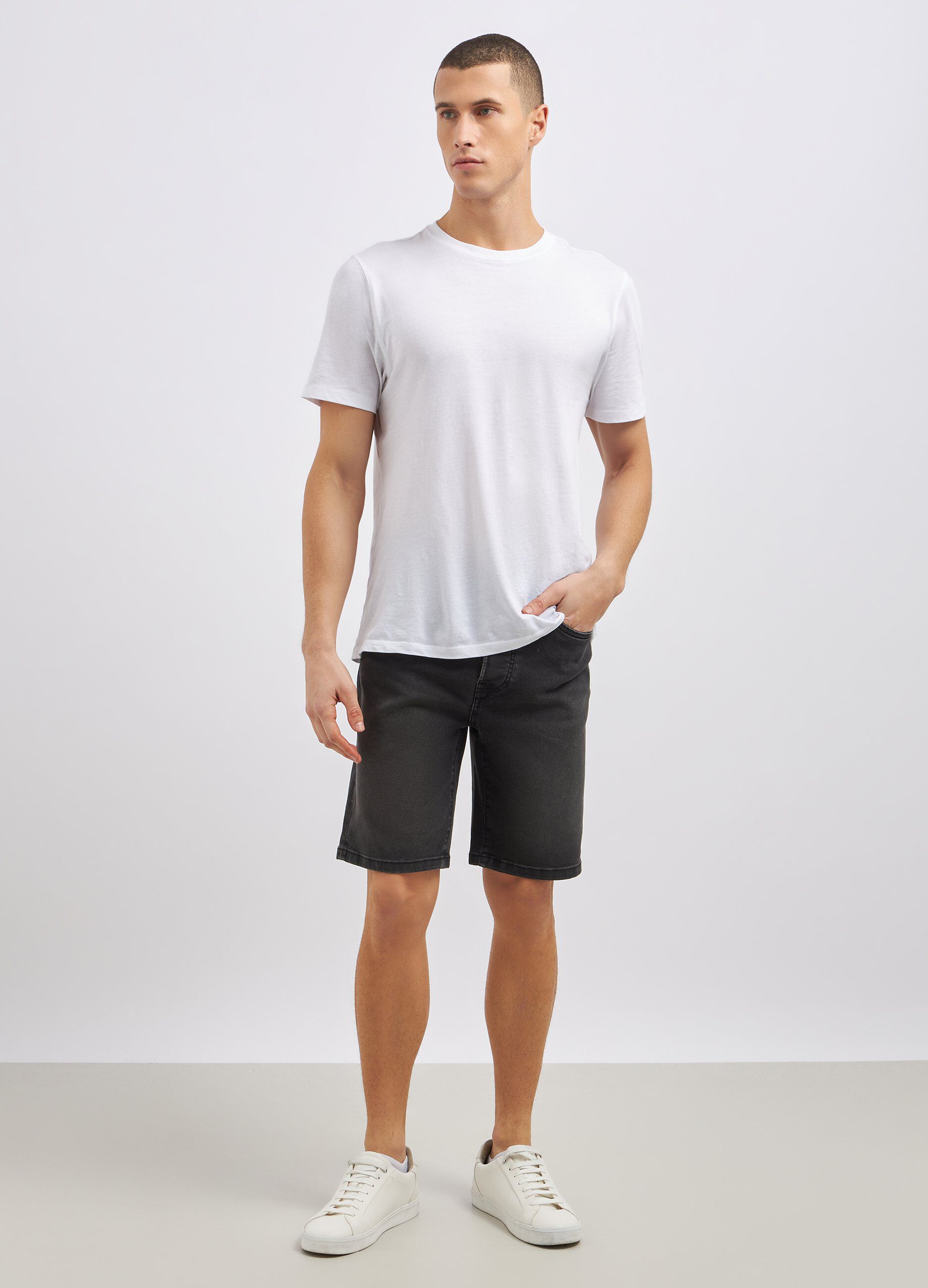 Shorts in denim di misto cotone uomo_0
