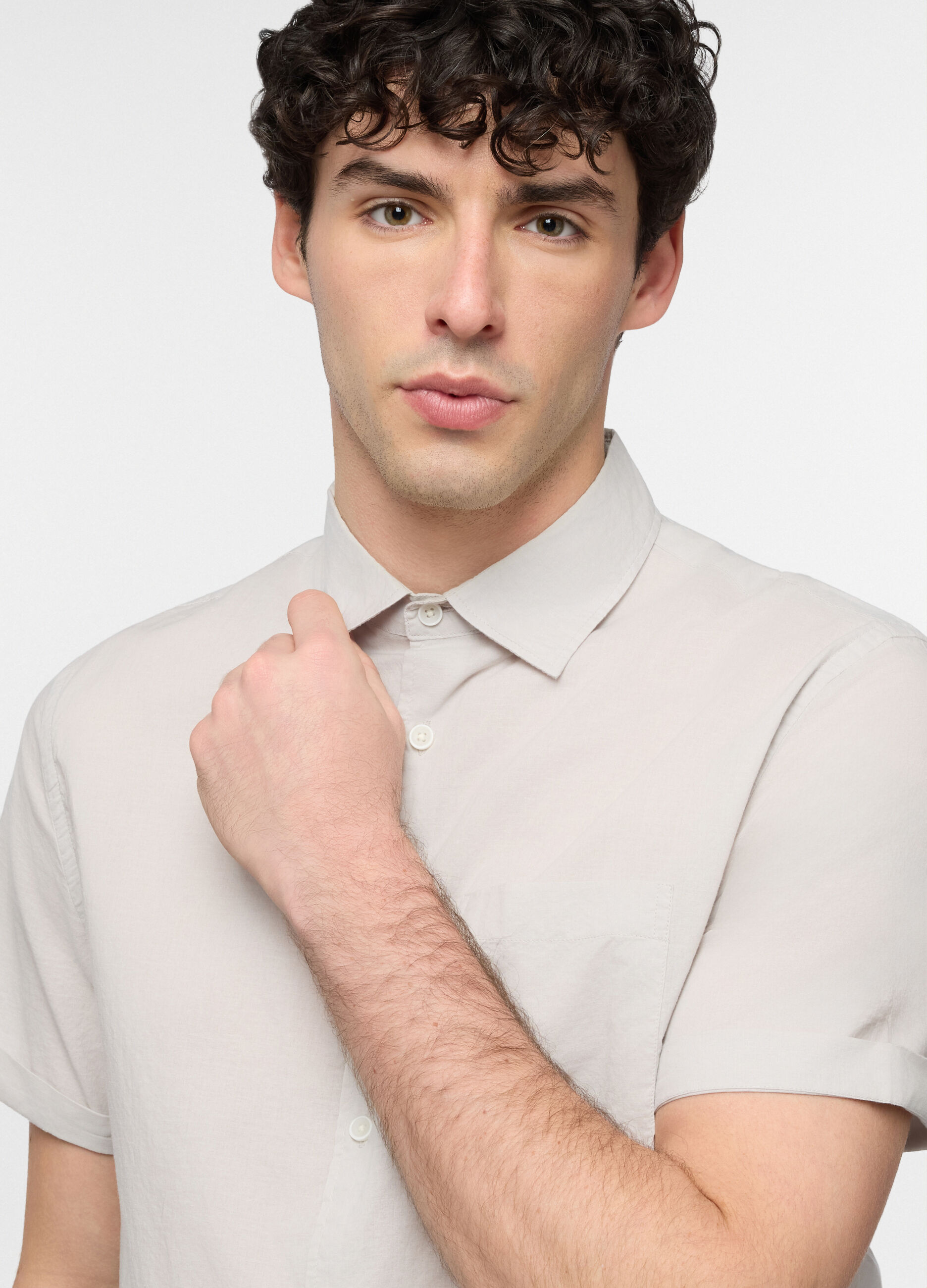 Camicia a maniche corte con collo classico in cotone uomo_2