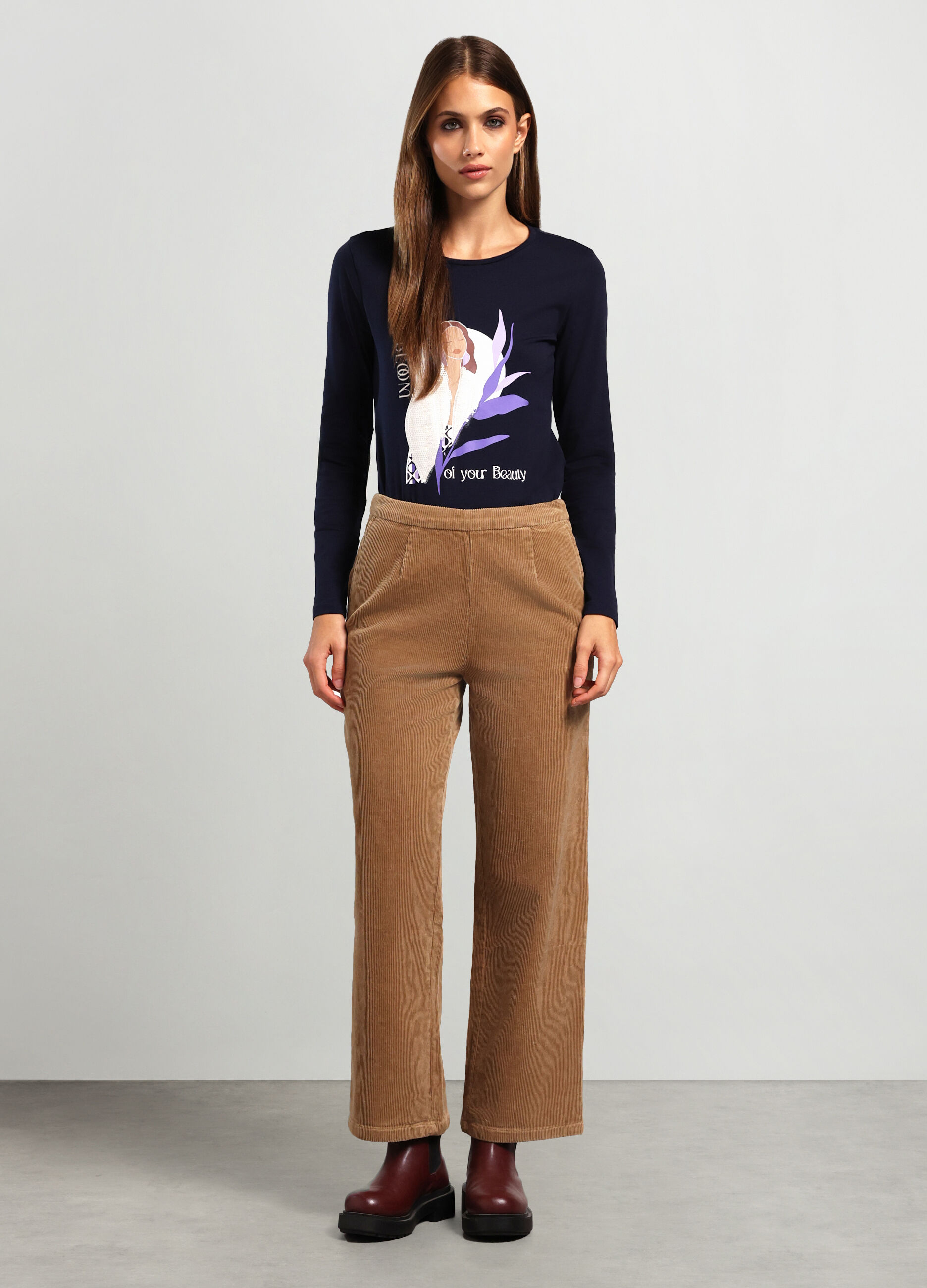 Pantaloni in costina di velluto donna_0