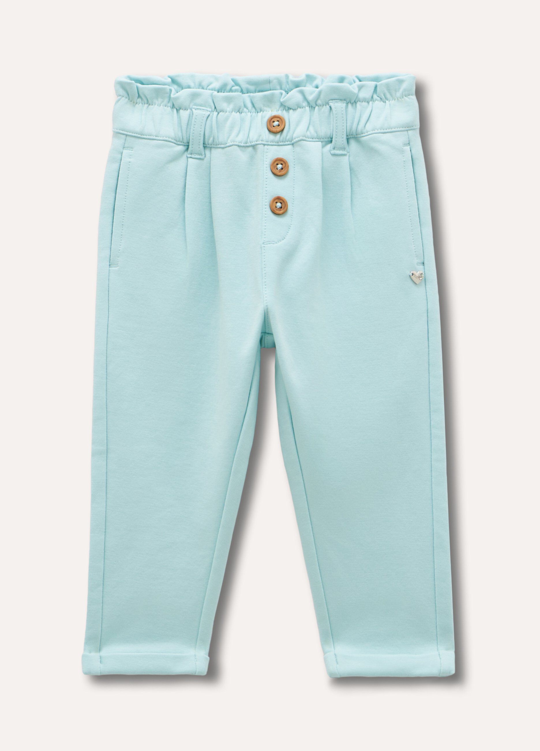 Pantaloni in cotone stretch con arriccio neonata_0