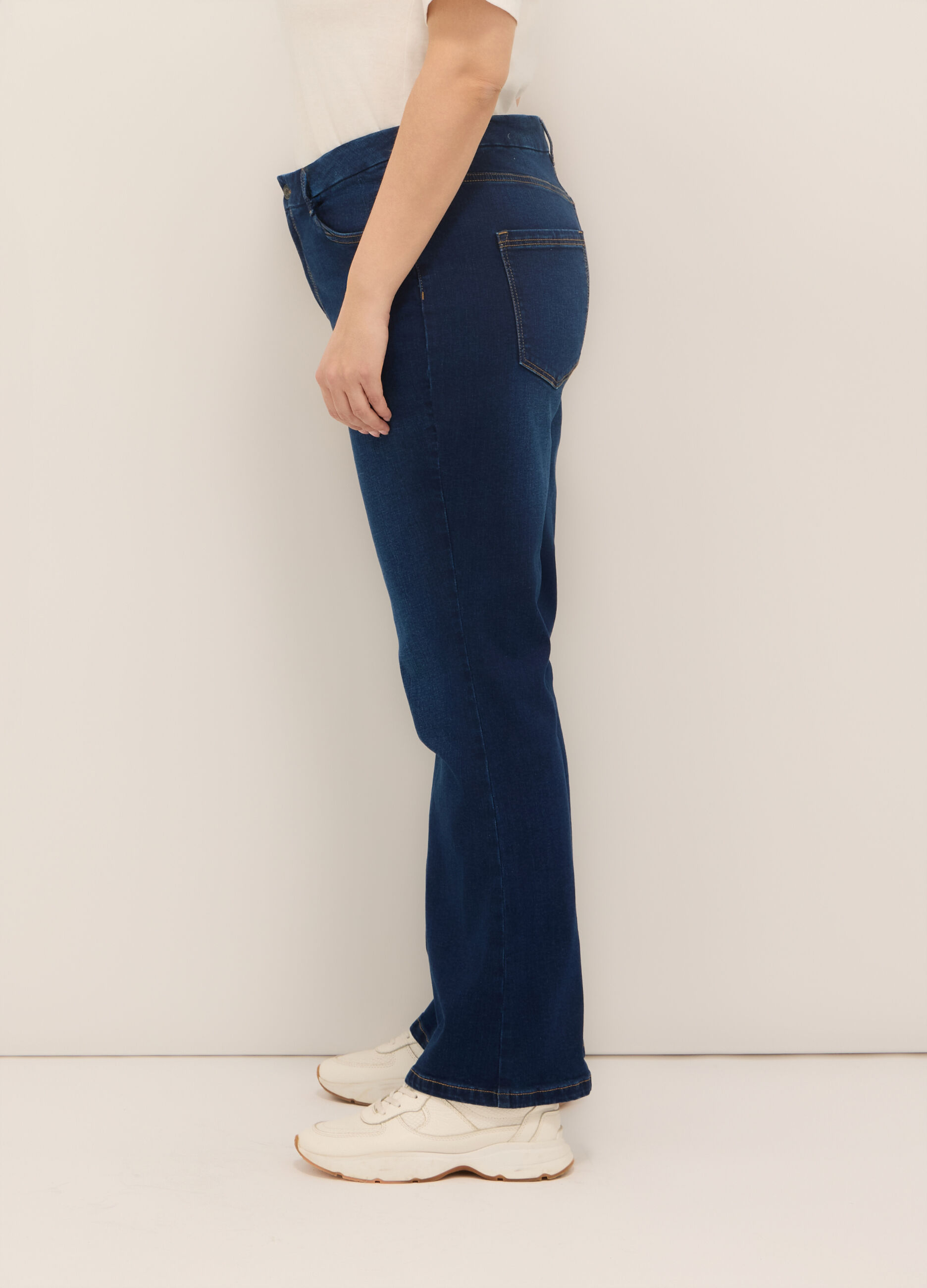 Pantaloni in denim di cotone stretch donna curvy_2
