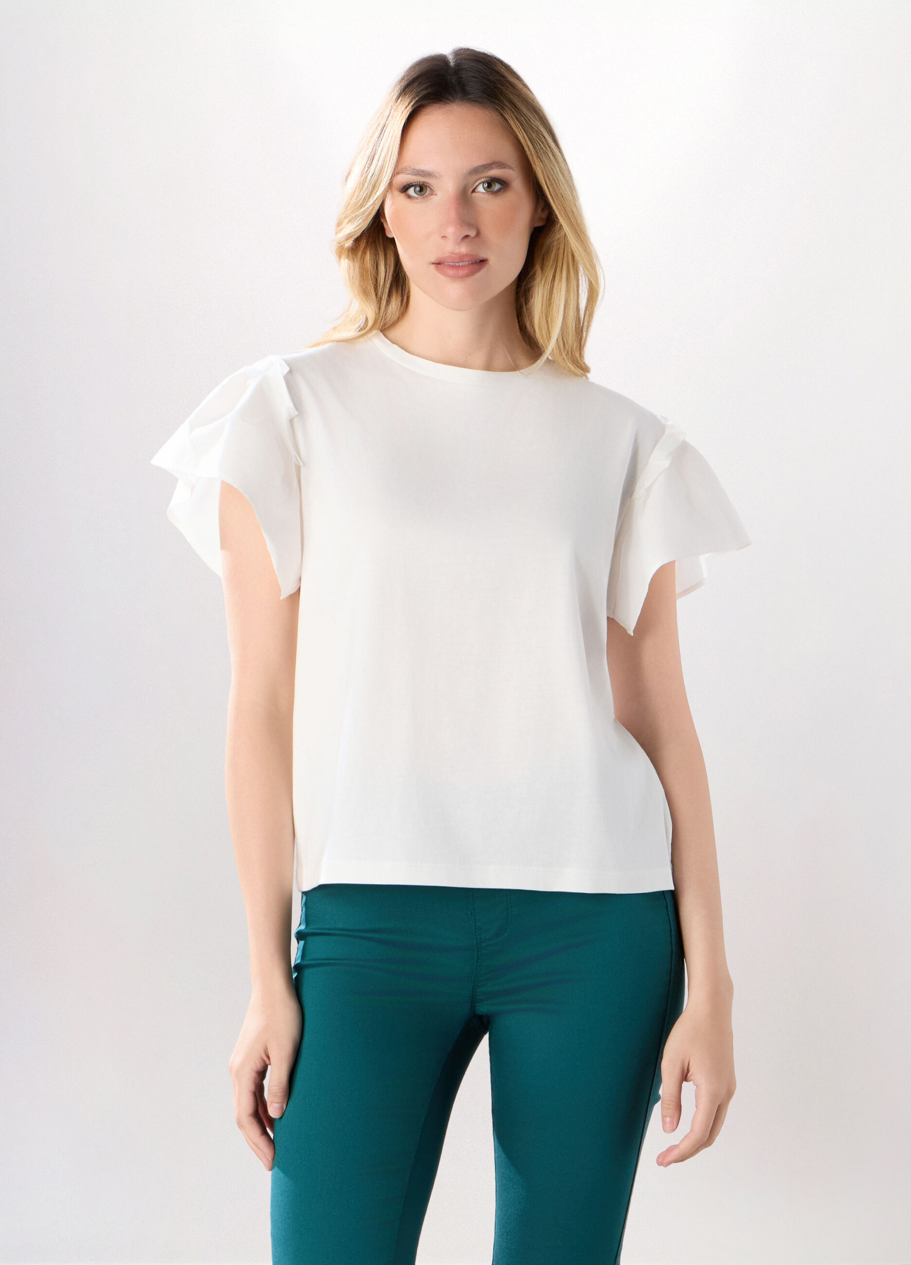 T-shirt in jersey di puro cotone donna_0