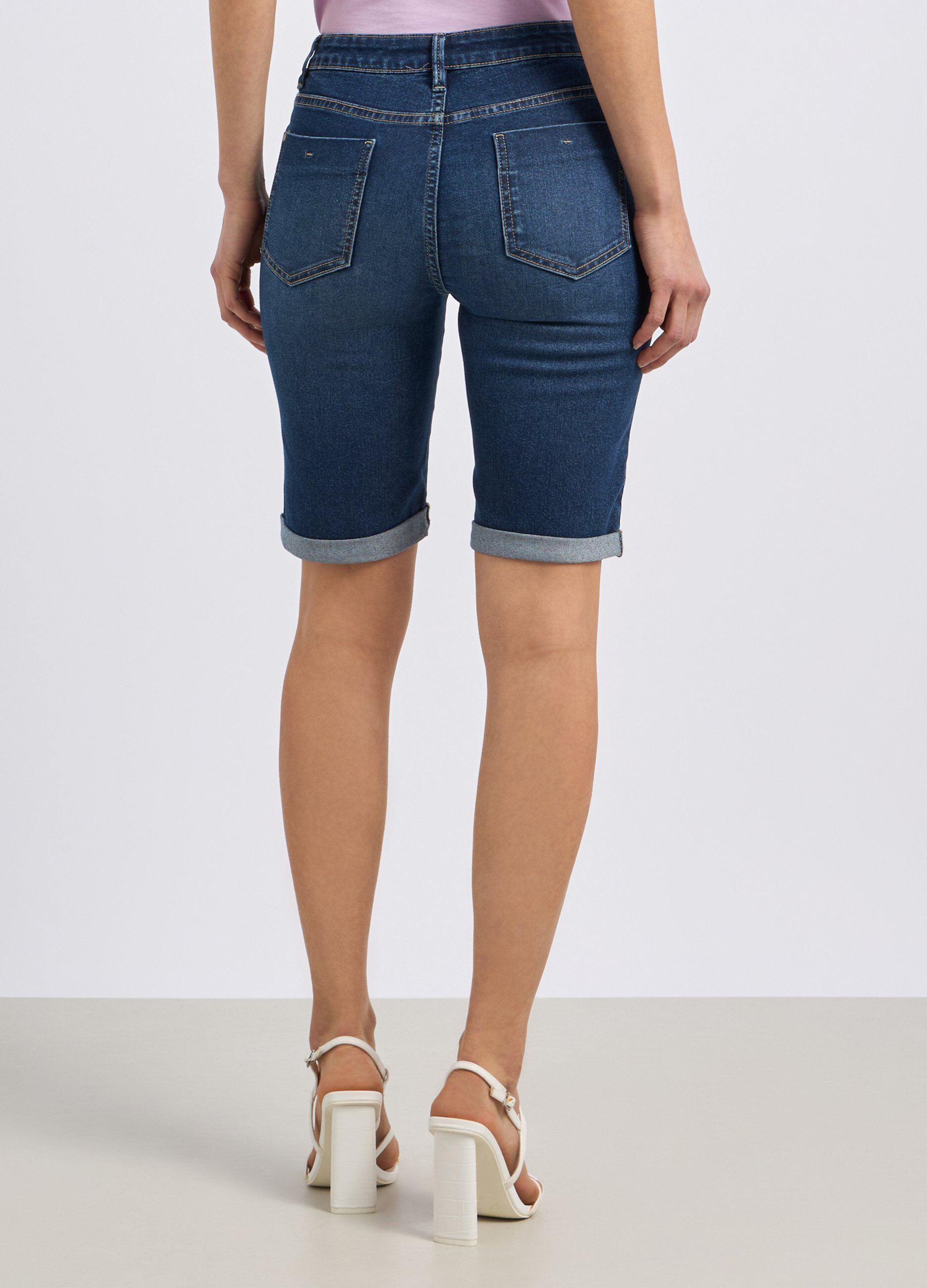 Bermuda in denim di misto cotone donna_1
