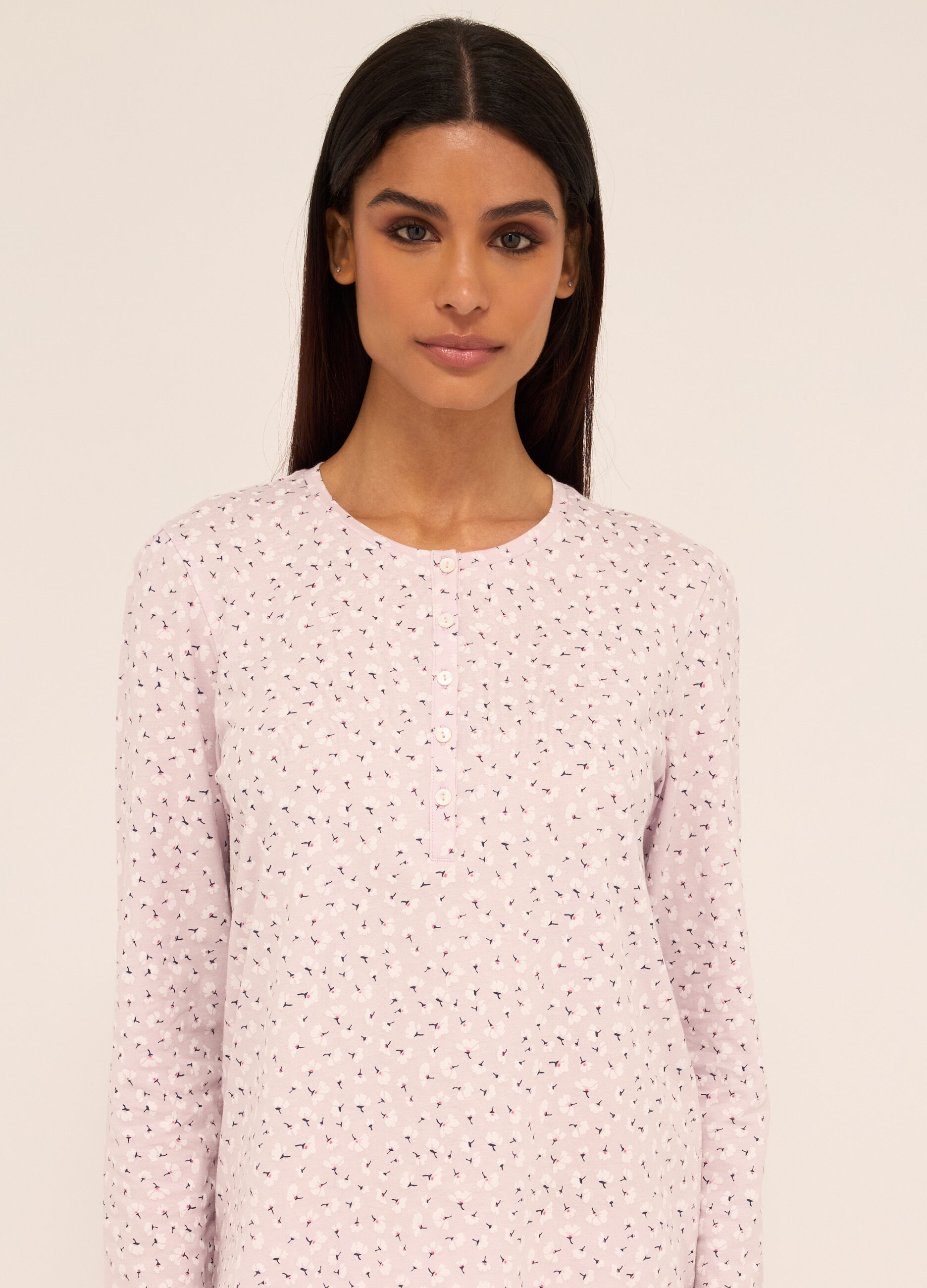Set pigiama lungo in puro cotone donna_2