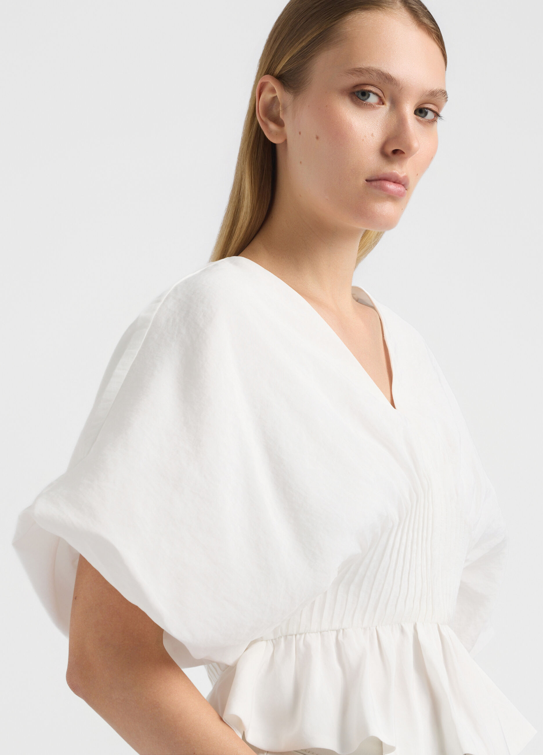 Blusa Fit Regular con scollo a V misto modal donna_3