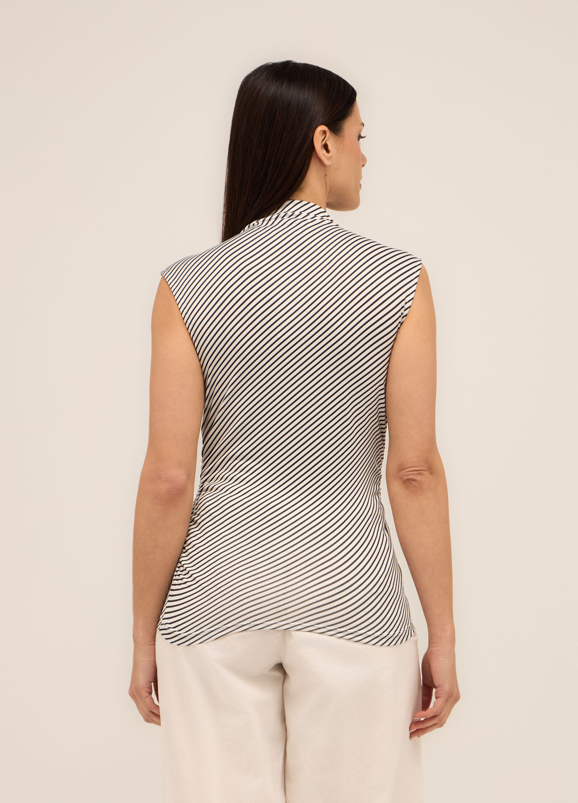 Canotta a righe in jersey stretch donna_1