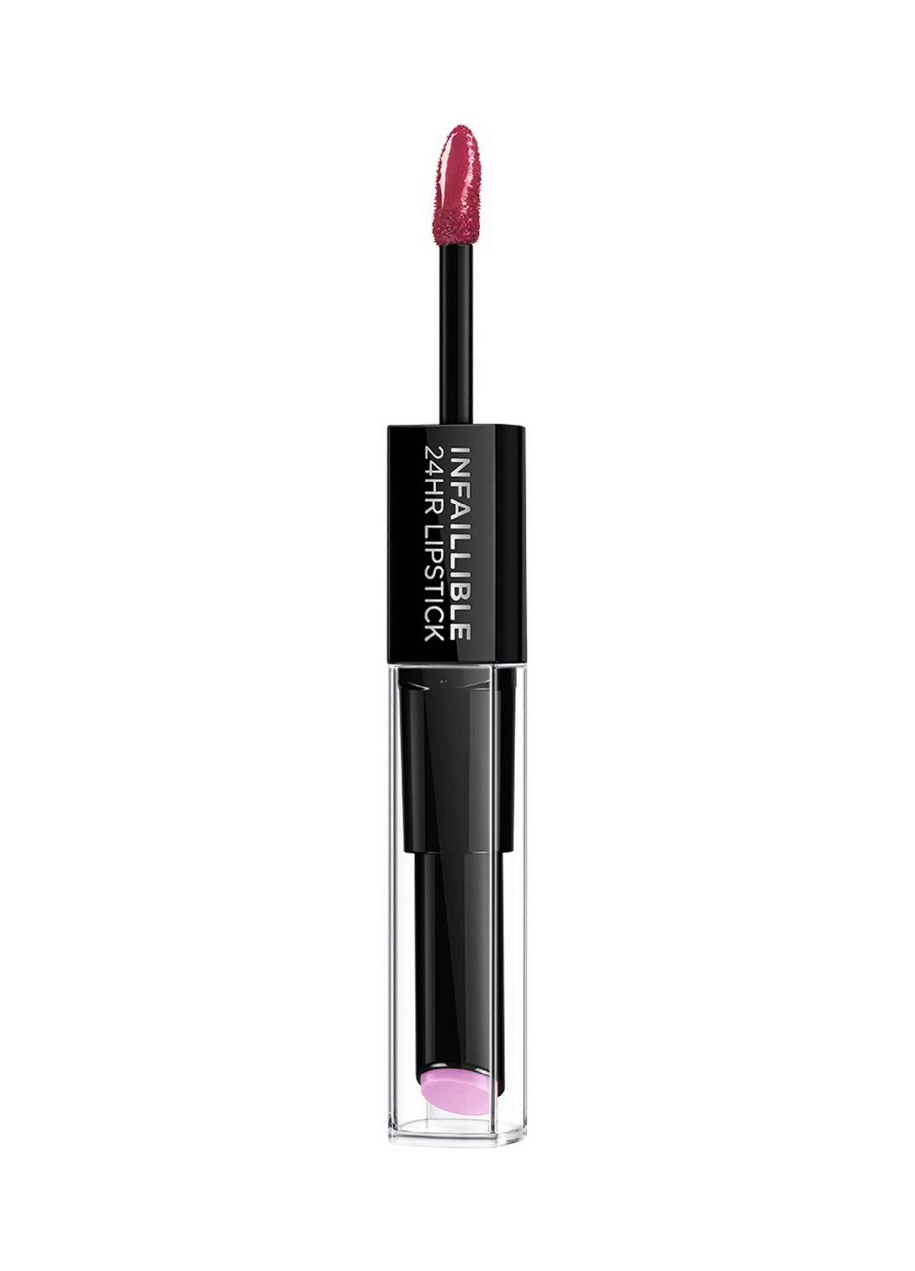 L'Oréal Paris Rossetto Balsamo 2in1 Infaillible 2 Step 24H, Rossetto a Lunga Tenuta, Balsamo Idratante, Effetto No Transfer, 214 Raspberry For Life._1