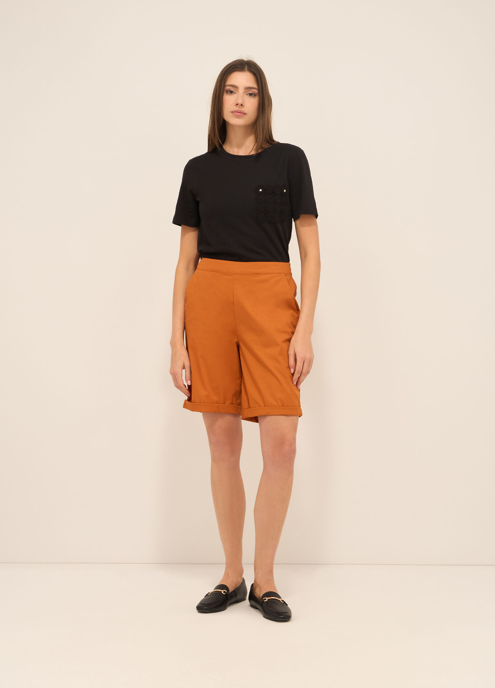 Shorts in twill di cotone stretch donna_0