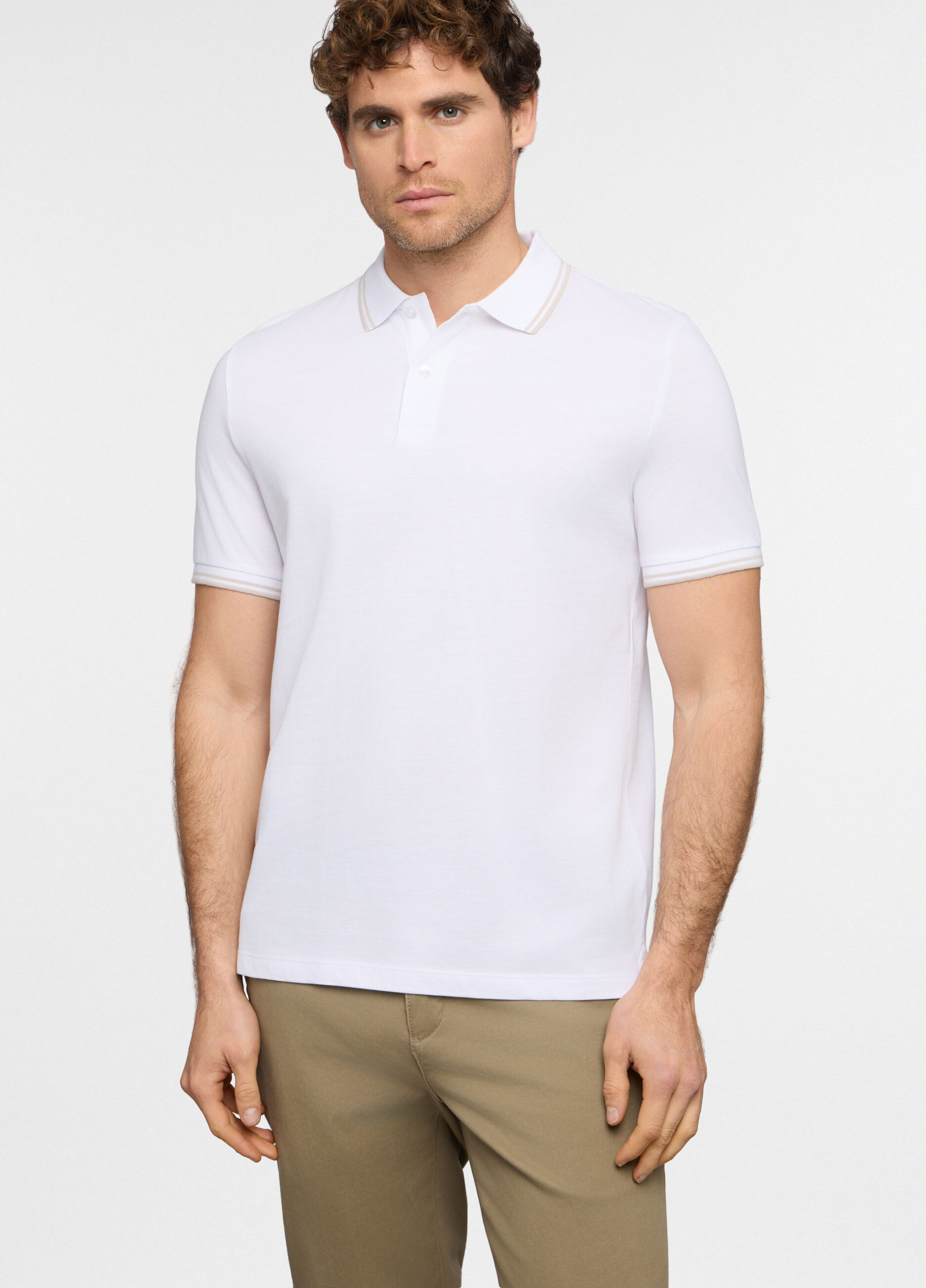Polo a maniche corte con profilo a contrasto uomo_0
