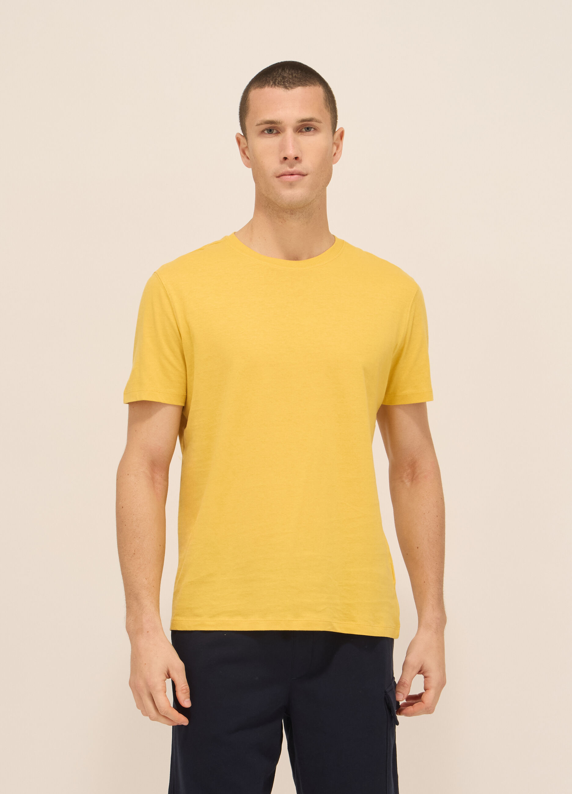 T-shirt girocollo in jersey di puro cotone uomo_0