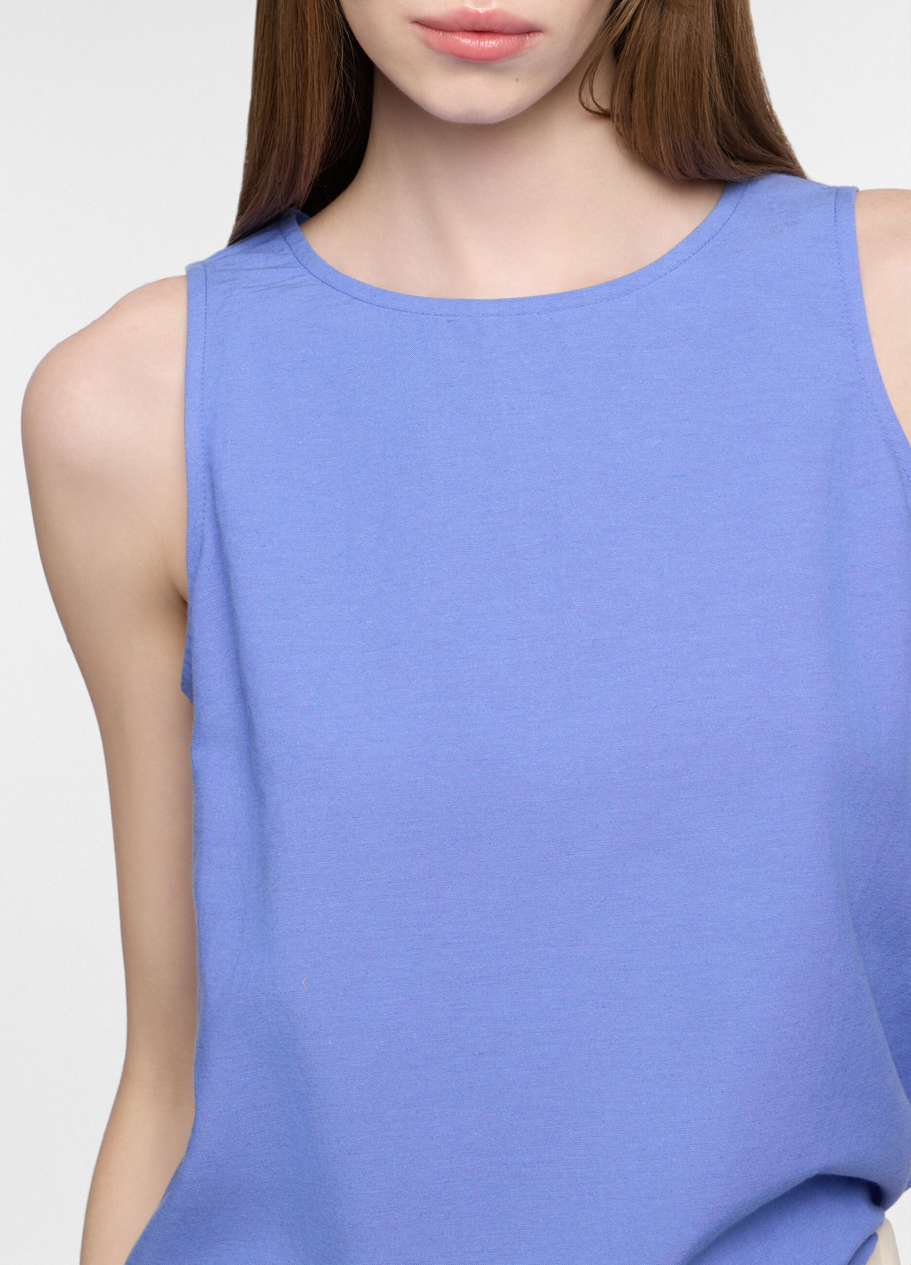 Blusa regular fit girocollo misto cotone donna_2