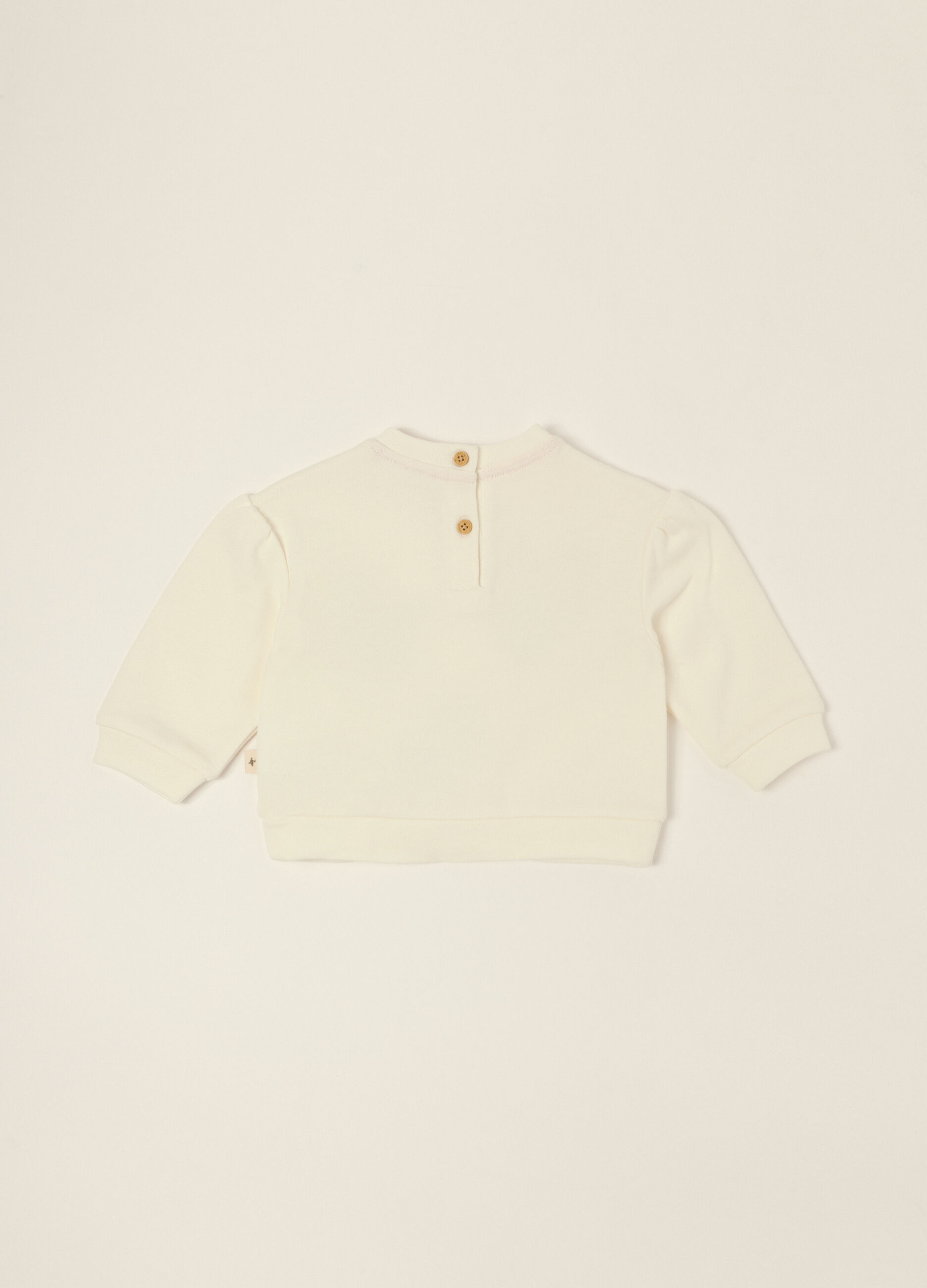 Felpa bianca con dettagli in puro cotone_1