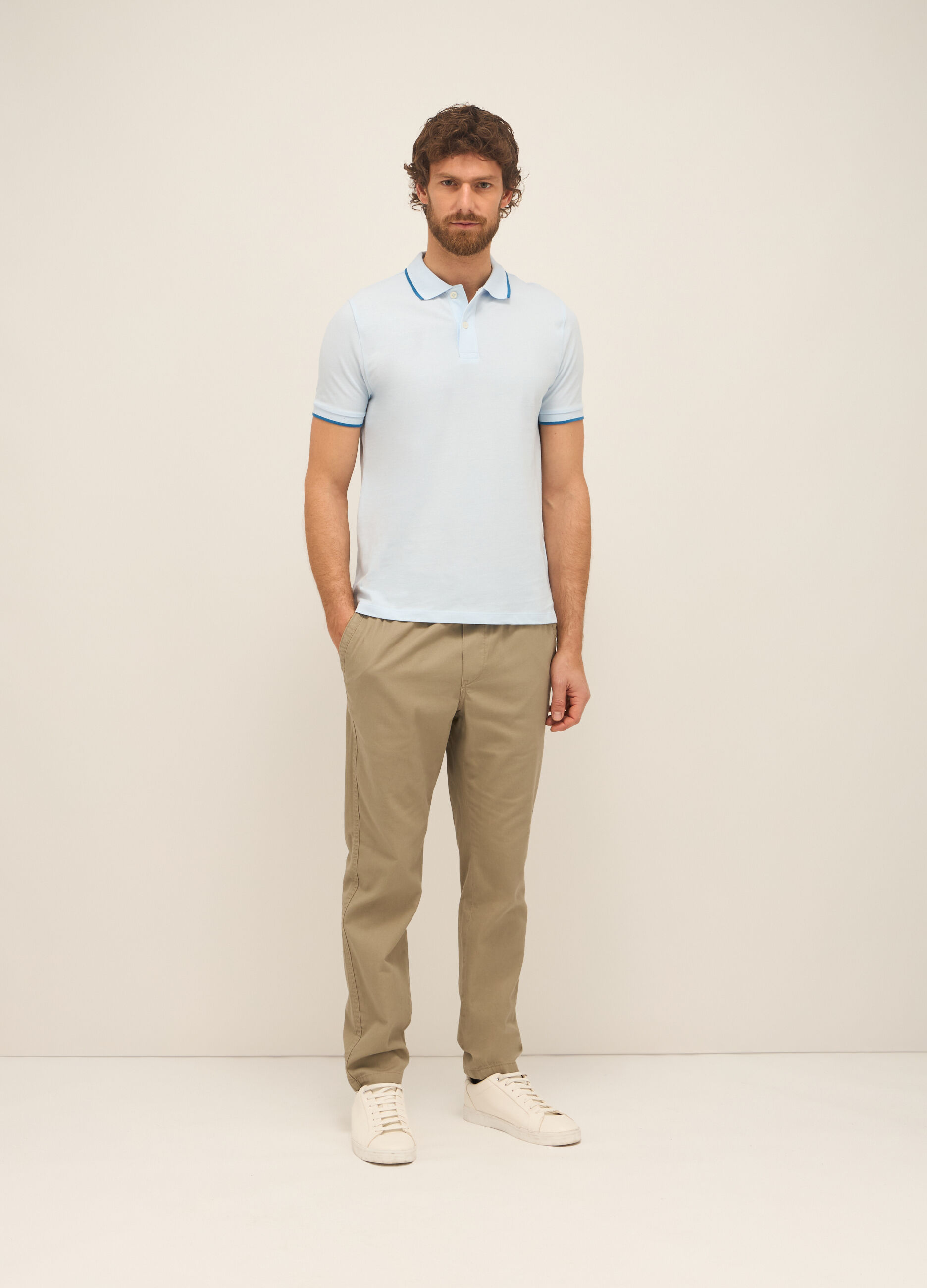 Pantaloni chino in twill di puro cotone uomo_0
