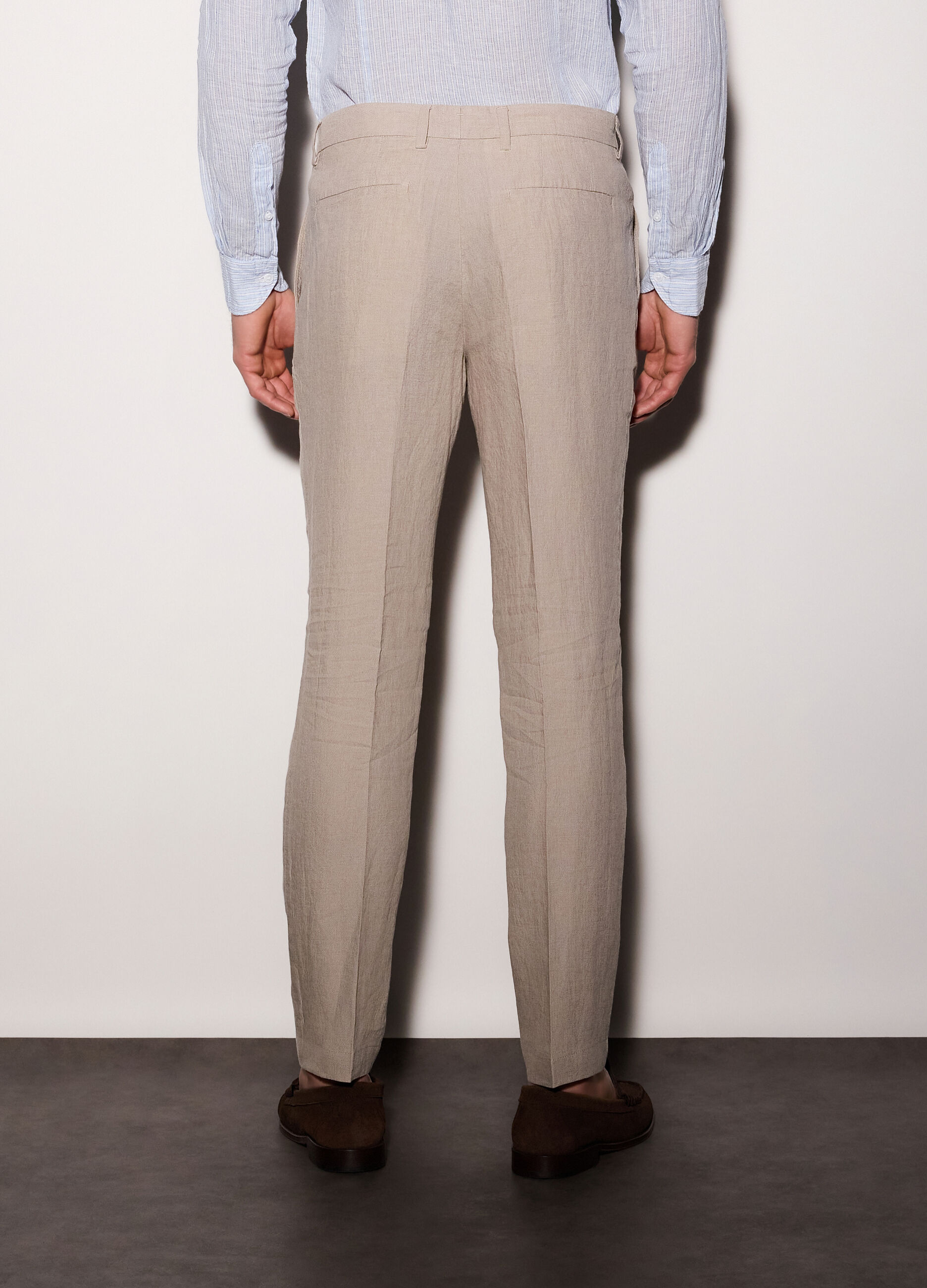 Pantaloni chino slim fit in lino uomo_1