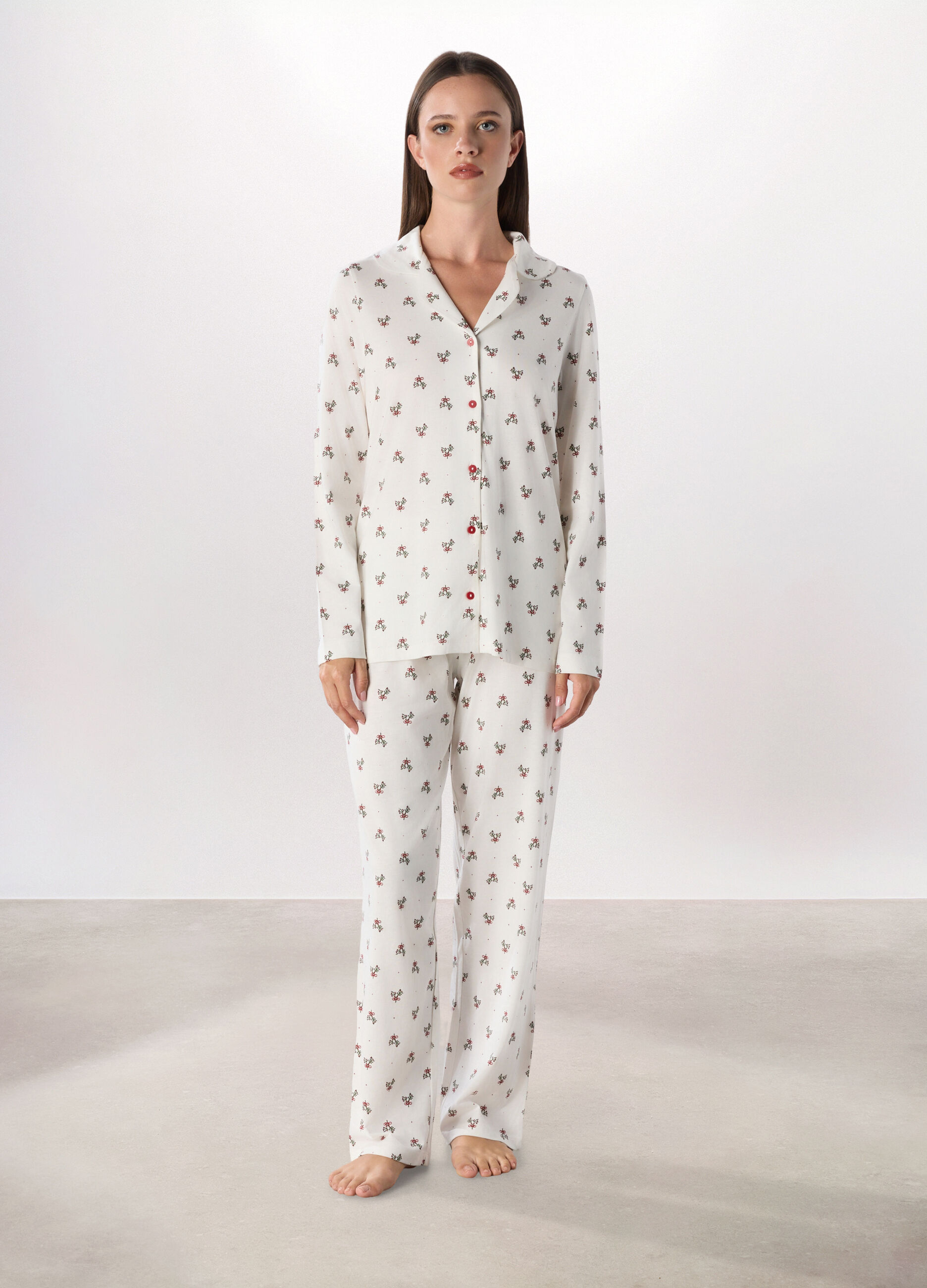 Set pigiama lungo in cotone misto modal donna_0