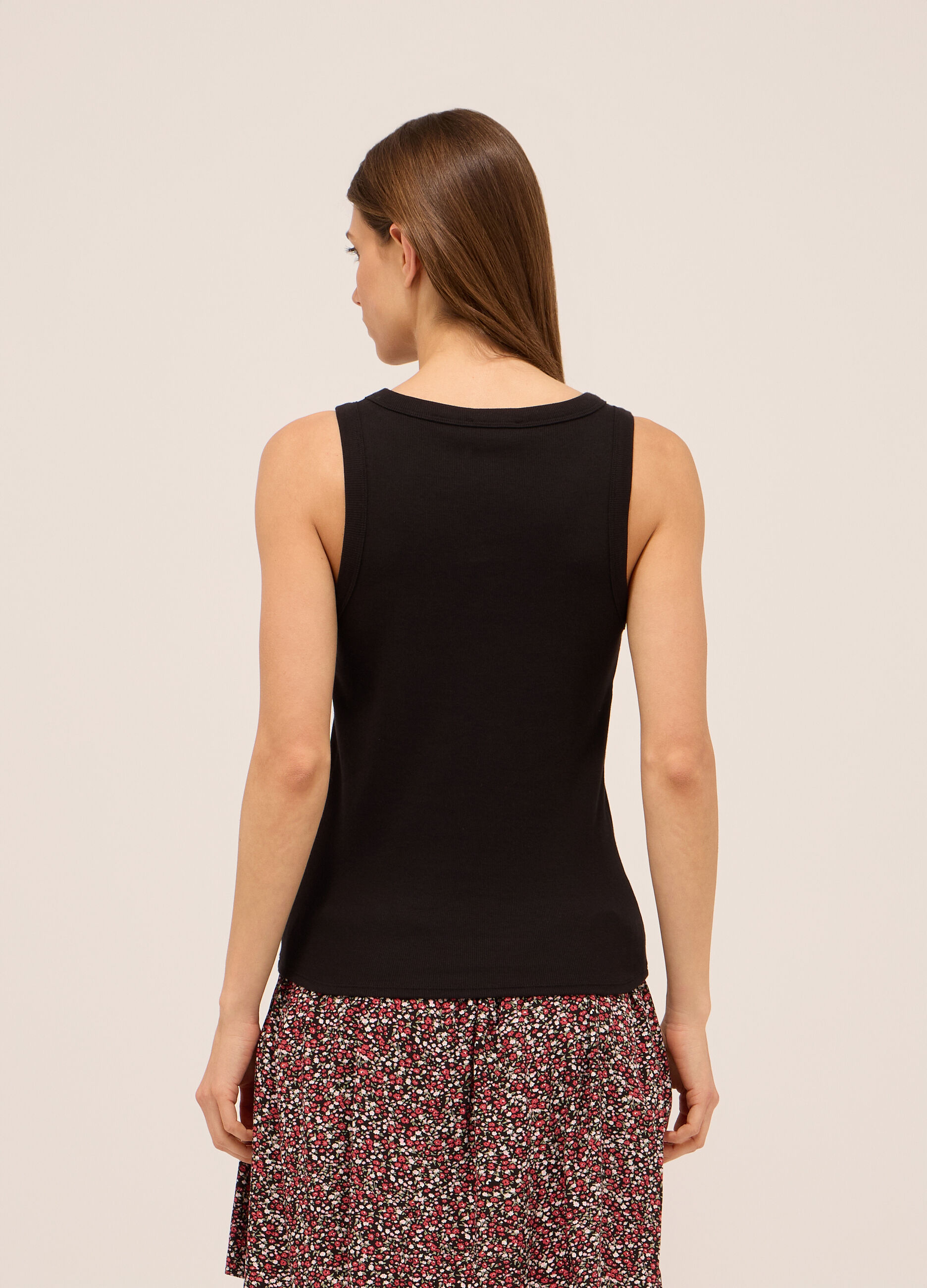 Canotta in costina di cotone stretch donna_1