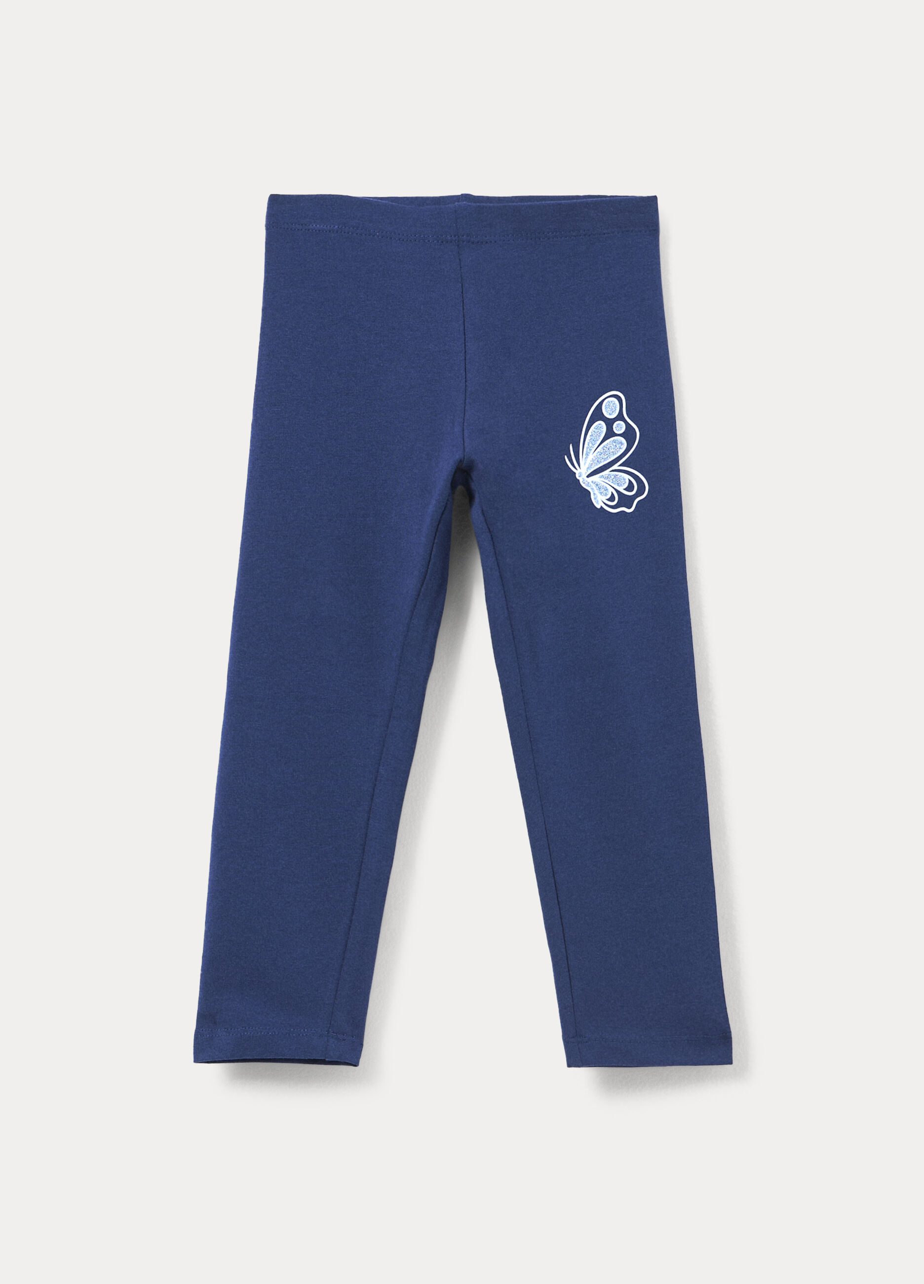 Leggings slim fit in jersey di cotone stretch bambina_0