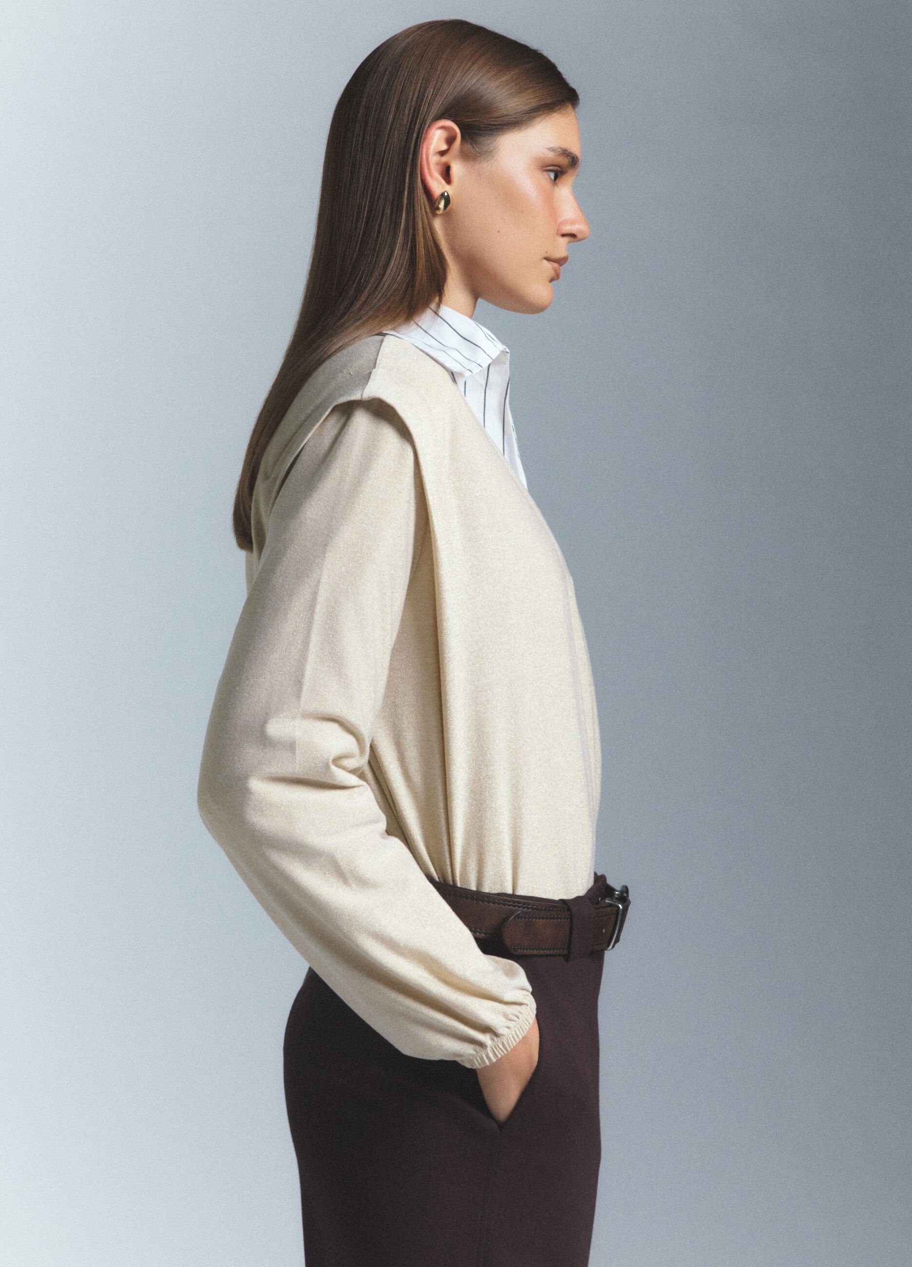 T-shirt incrociata stretch donna_3