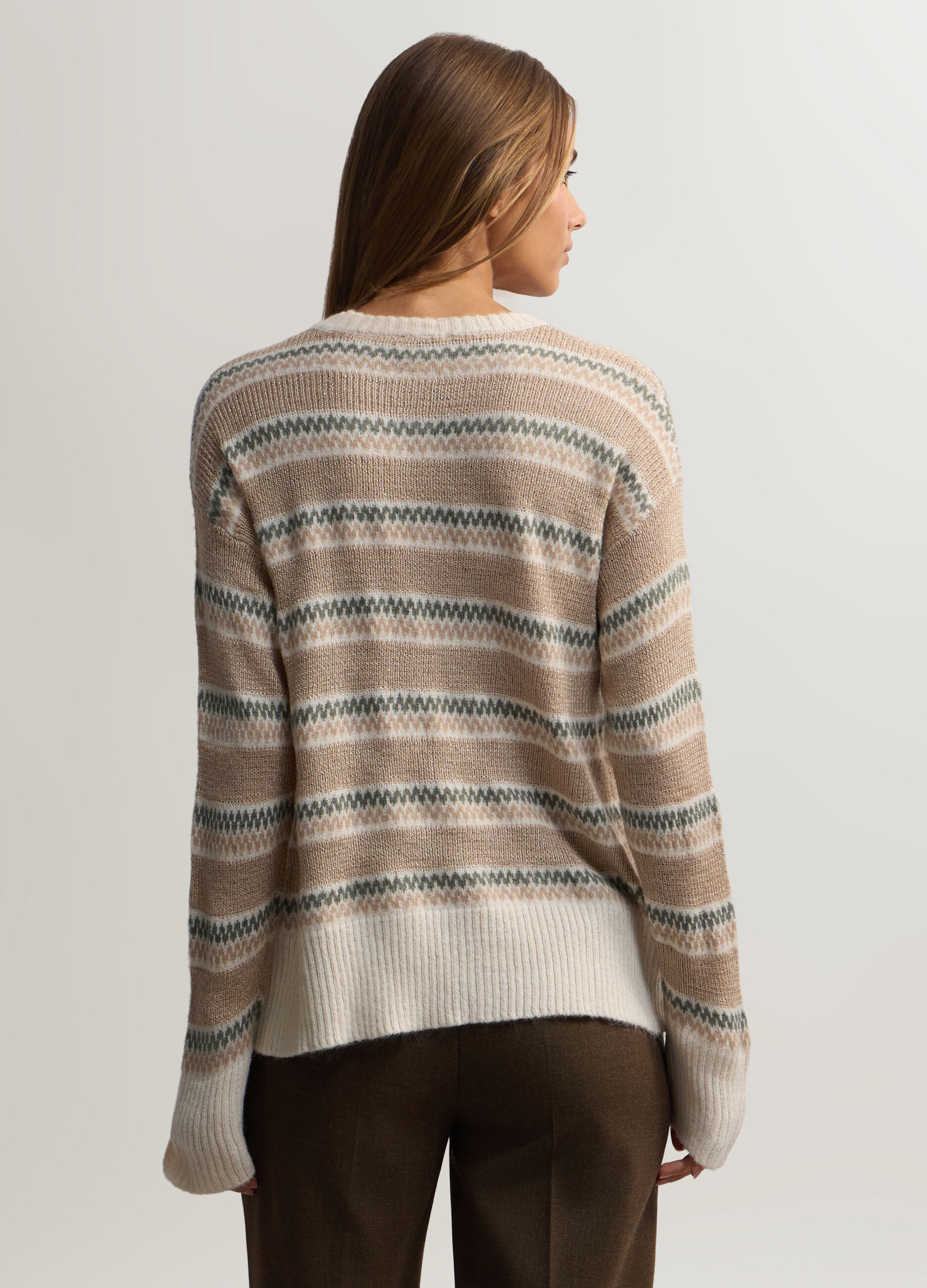 Pullover girocollo in maglia rasata donna