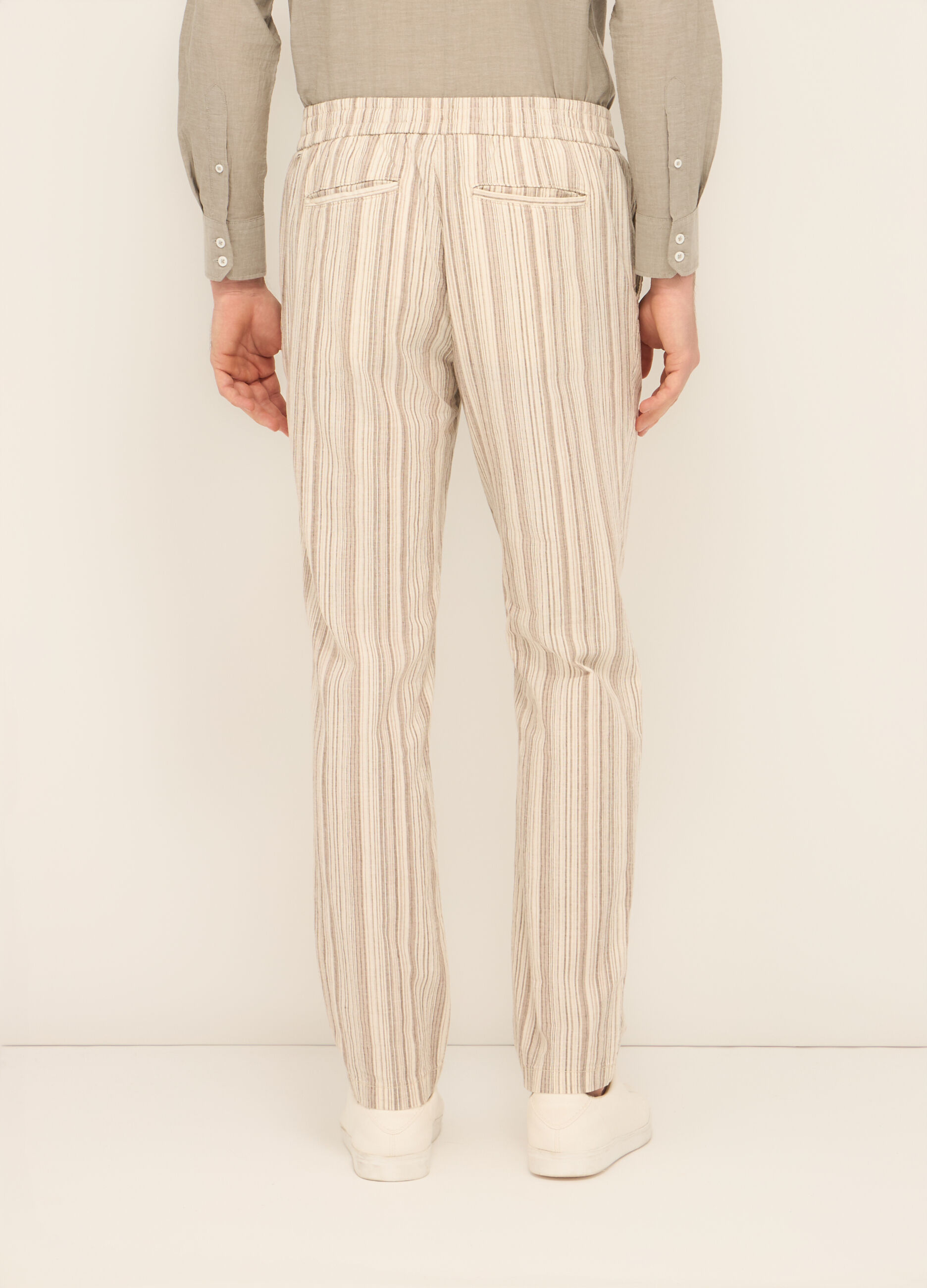 Pantaloni chino in cotone e lino stretch uomo_1