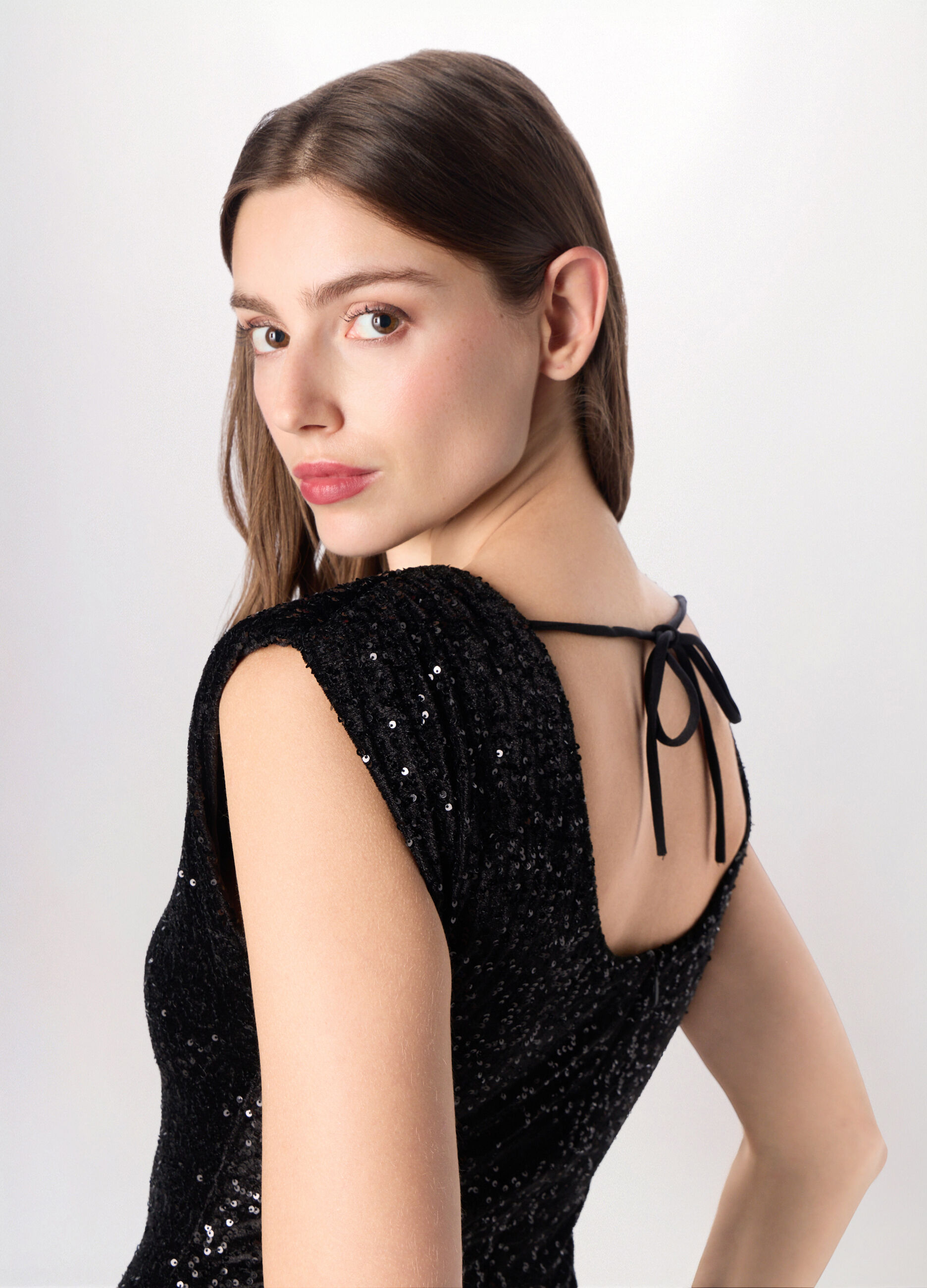 Abito corto con paillettes donna_2