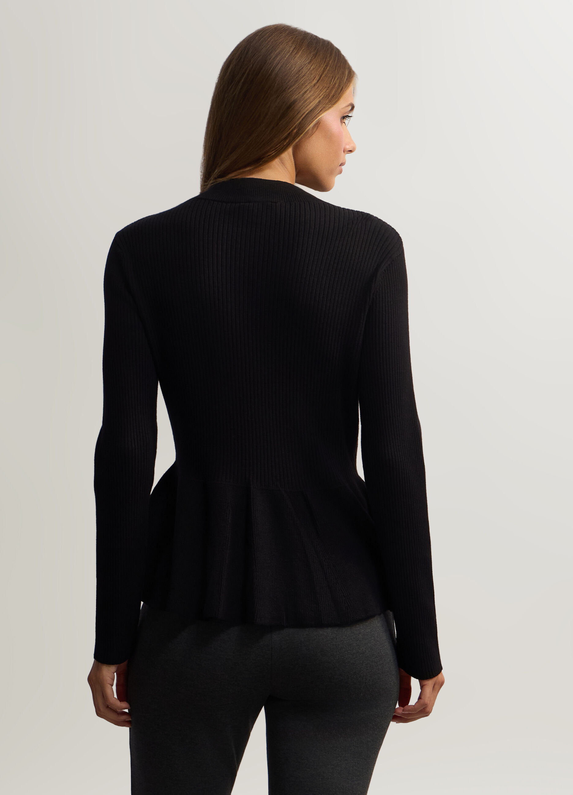 Pullover girocollo in costina donna_1