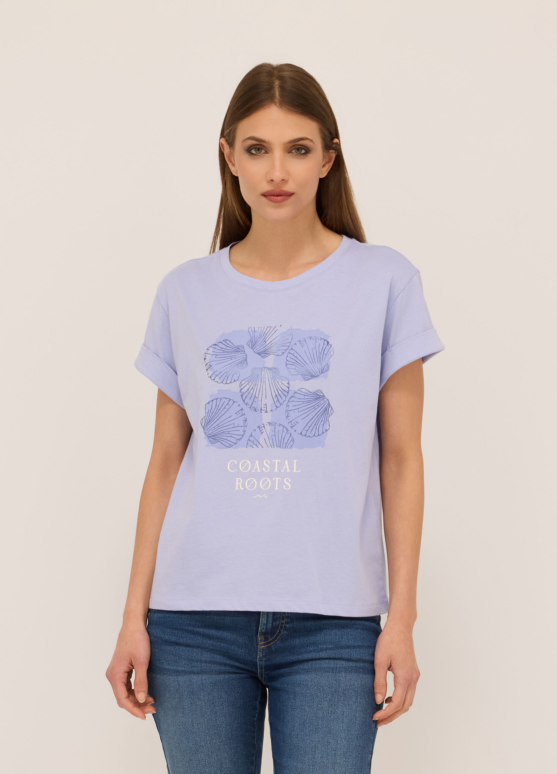 T-shirt in jersey di puro cotone donna_0