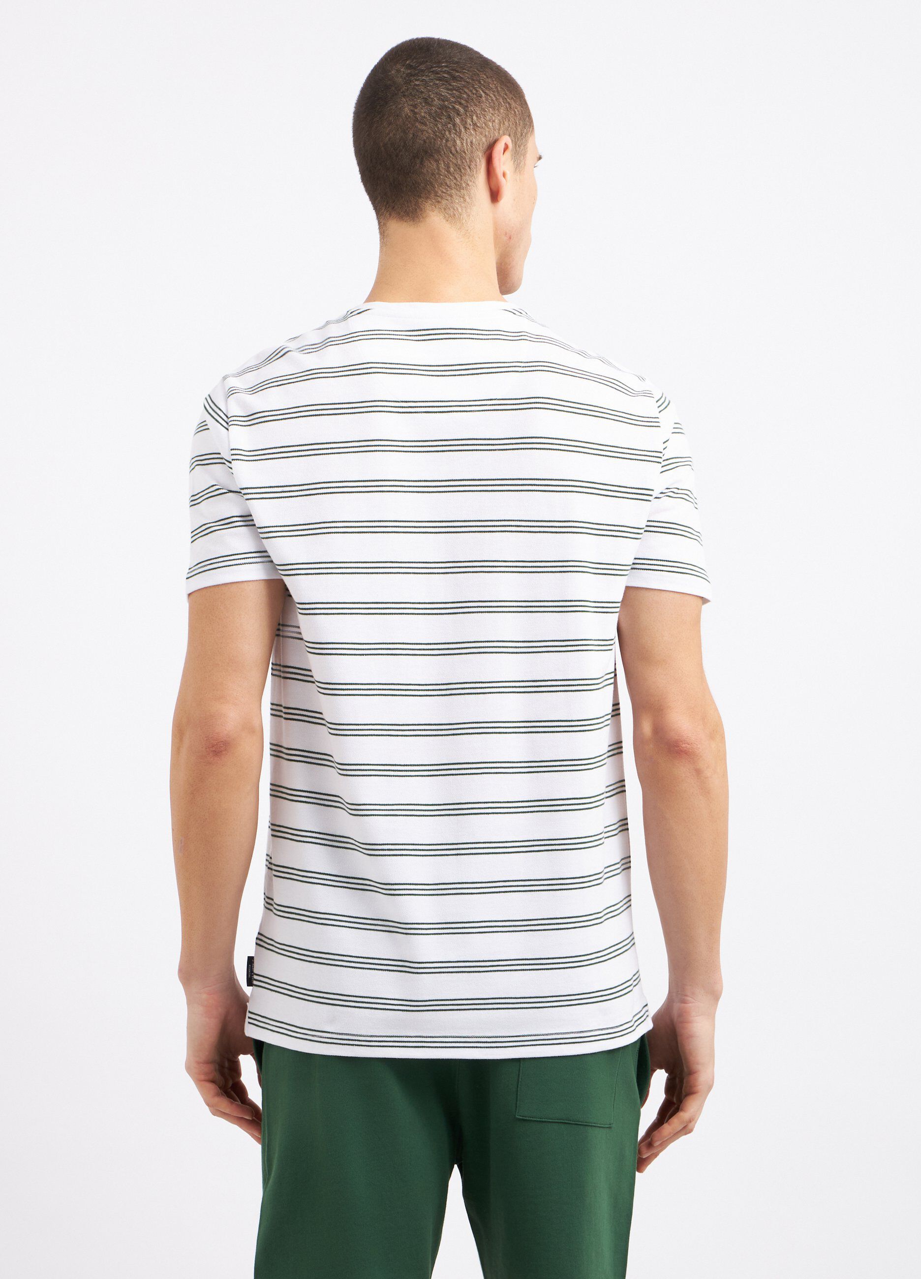 T-shirt rigata in puro cotone piquet uomo_1