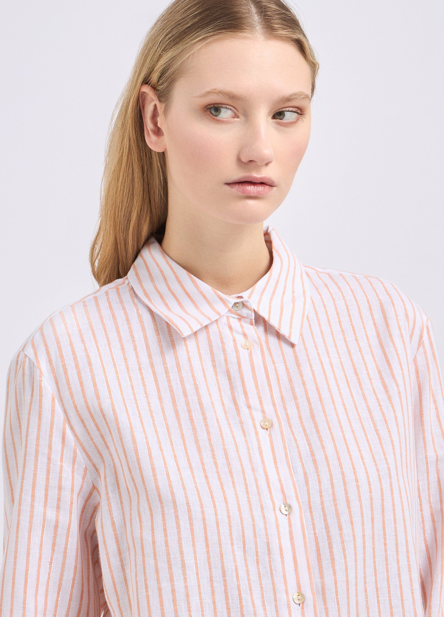 Camicia in misto lino e filo lurex donna_2