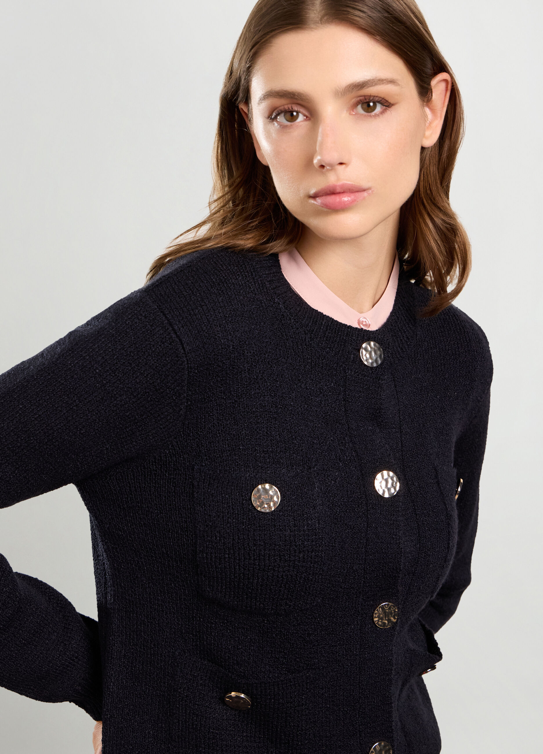 Cardigan tricot con tasche donna_2