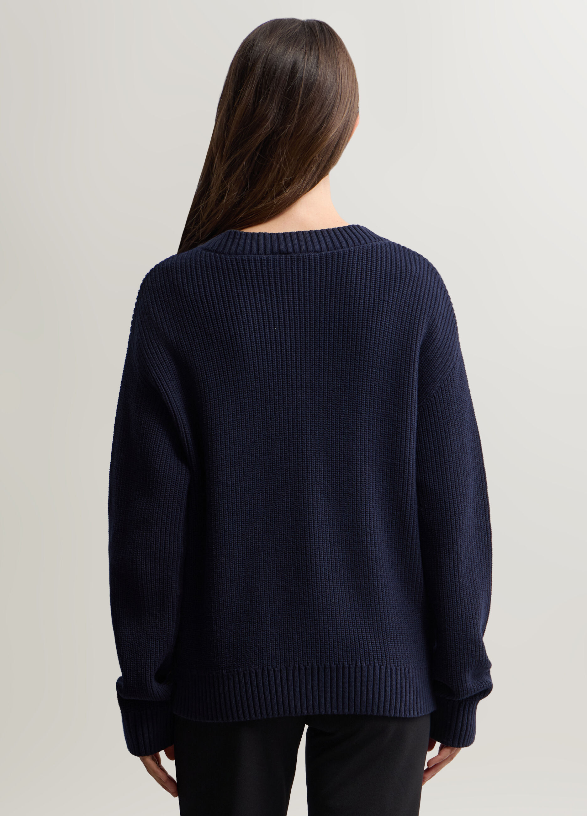 Cardigan con scollo a V in costina donna_1