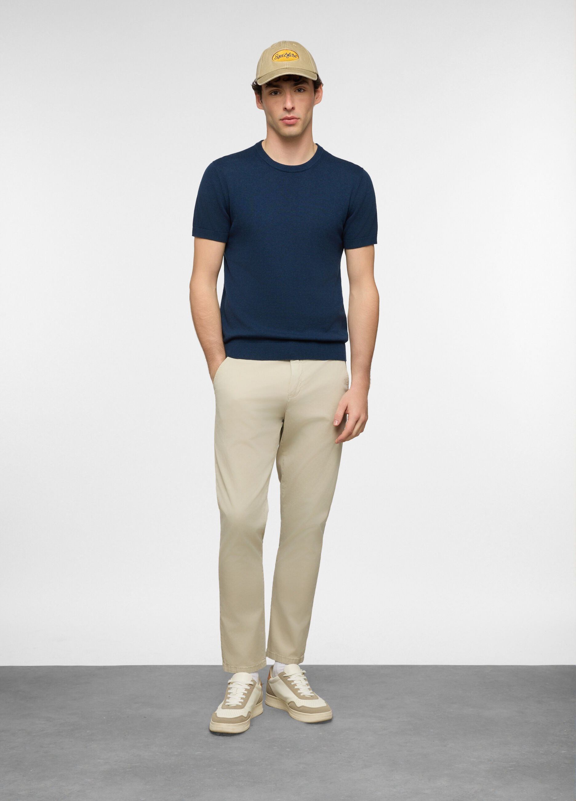 Pantalone chino slim fit in twill di cotone stretch uomo_0