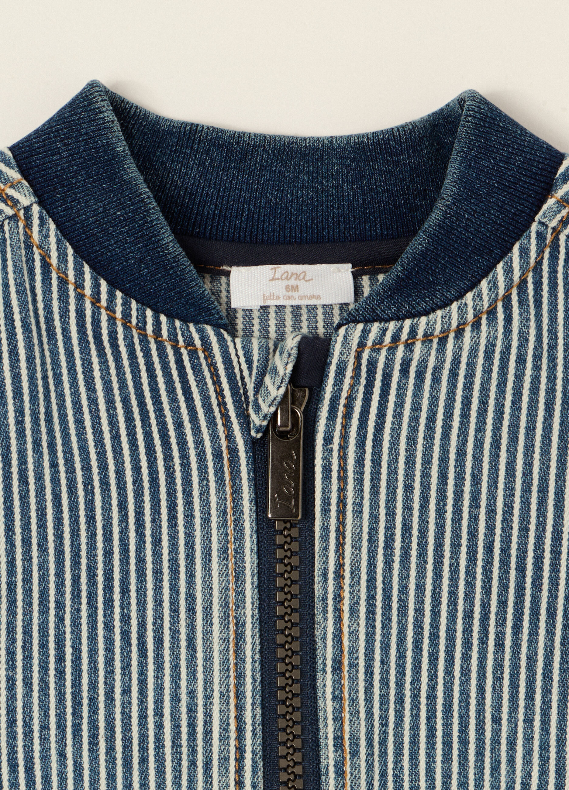 Giacca a righe blu in misto cotone, viscosa e lyocell per neonato_2