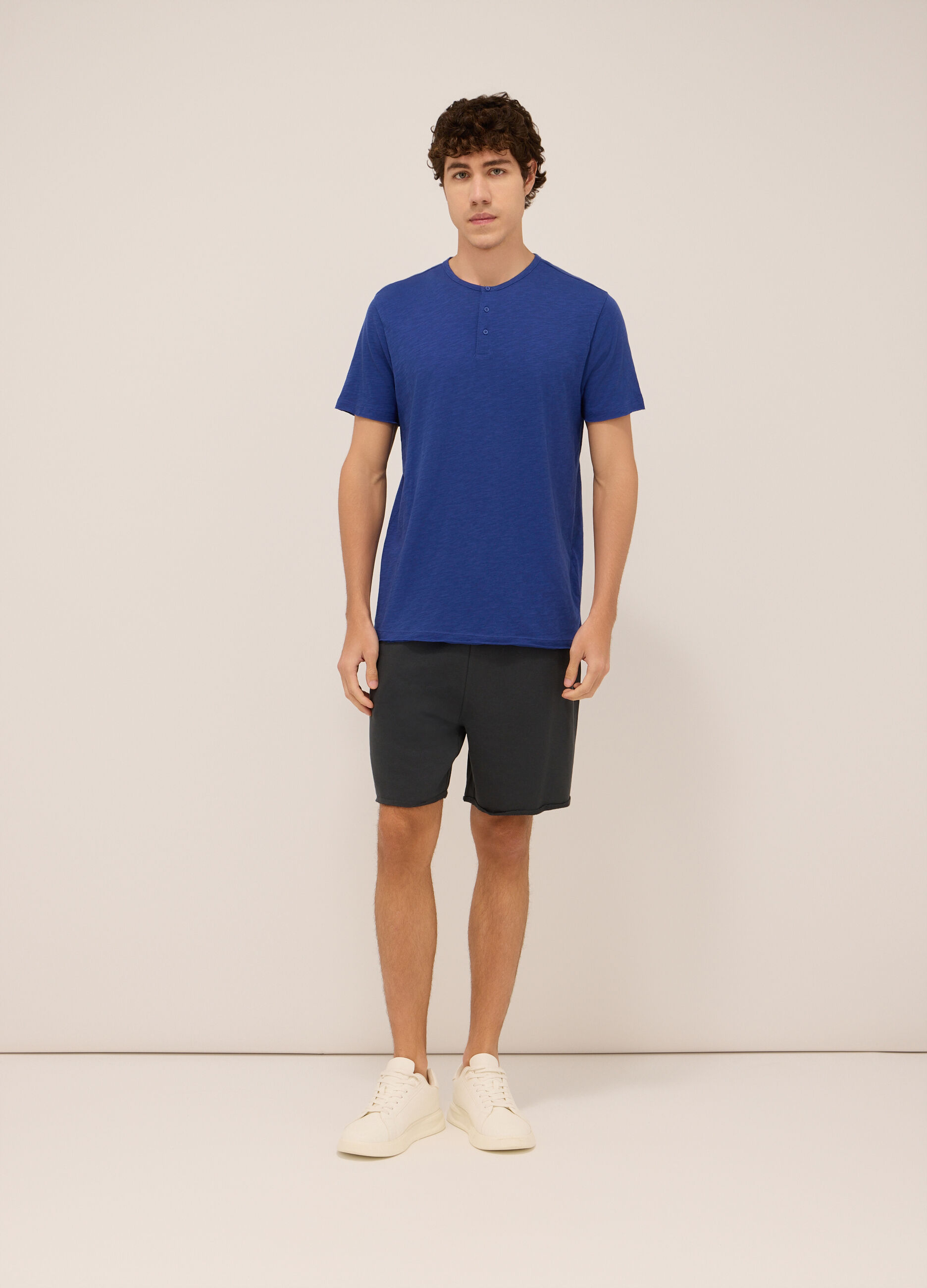 Shorts sportivi in felpa misto cotone uomo_0