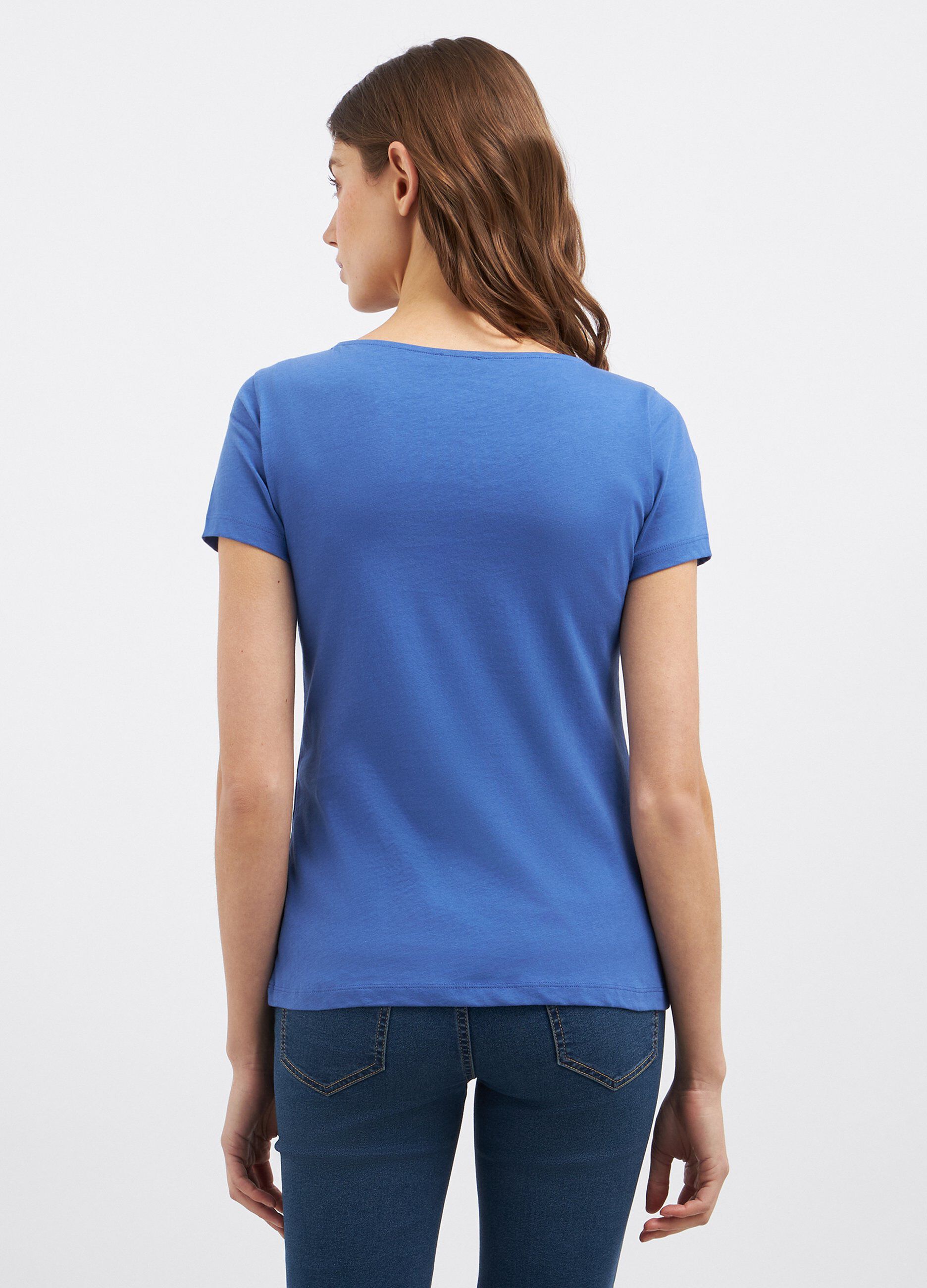 T-shirt in puro cotone con scollo a barchetta donna