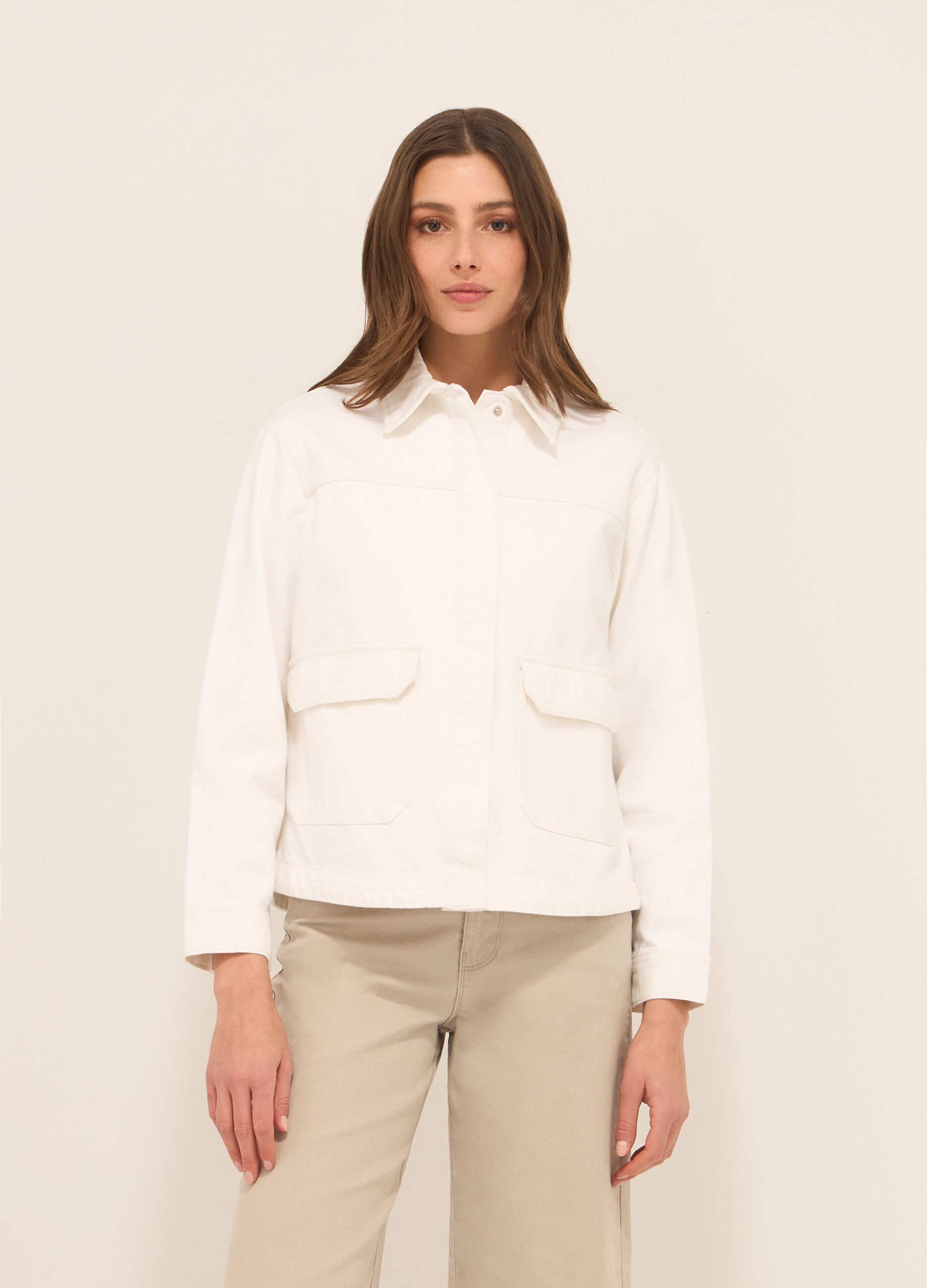 Giacca in denim di puro cotone donna_0