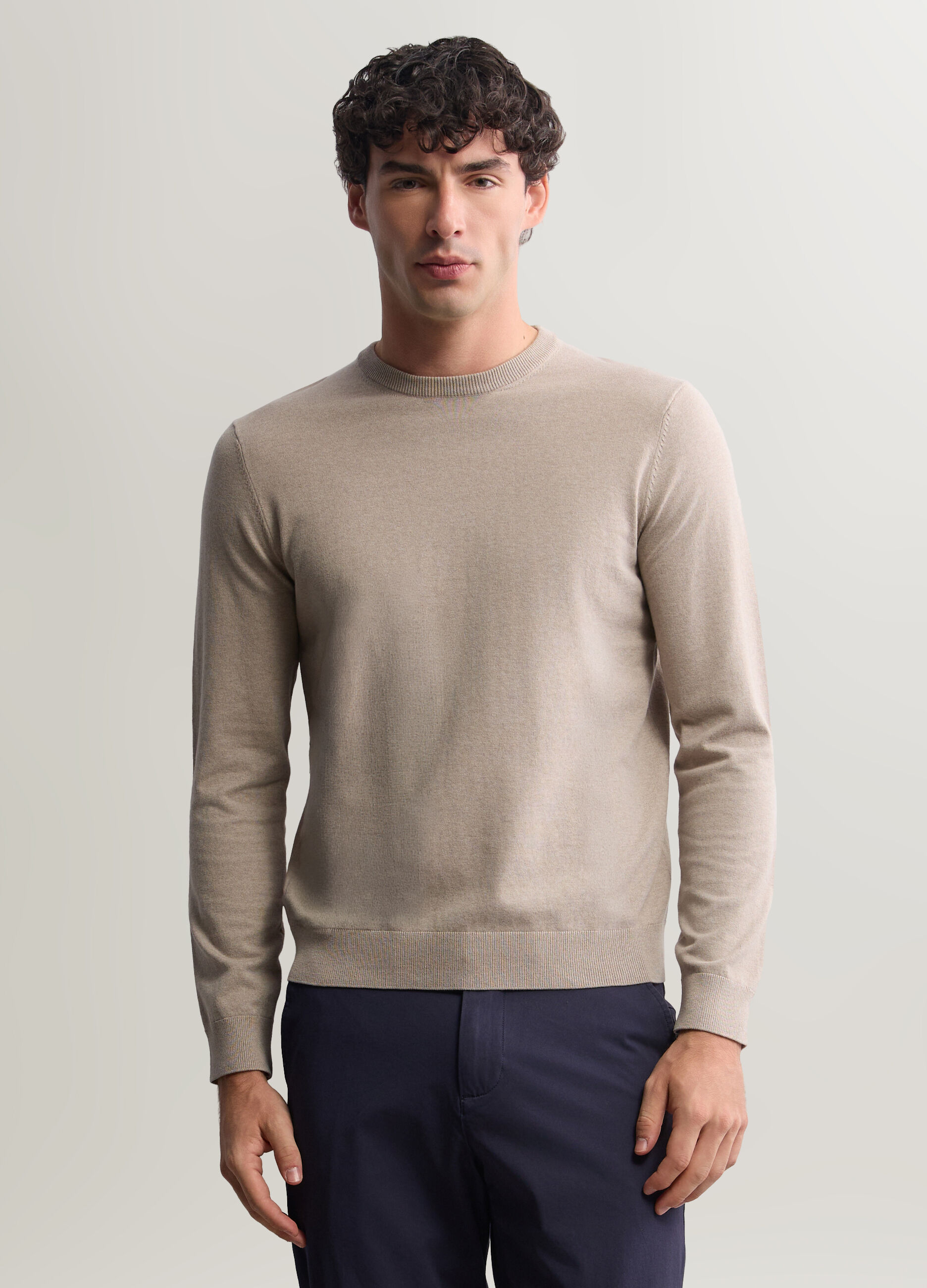 Maglione girocollo in misto cotone uomo_0