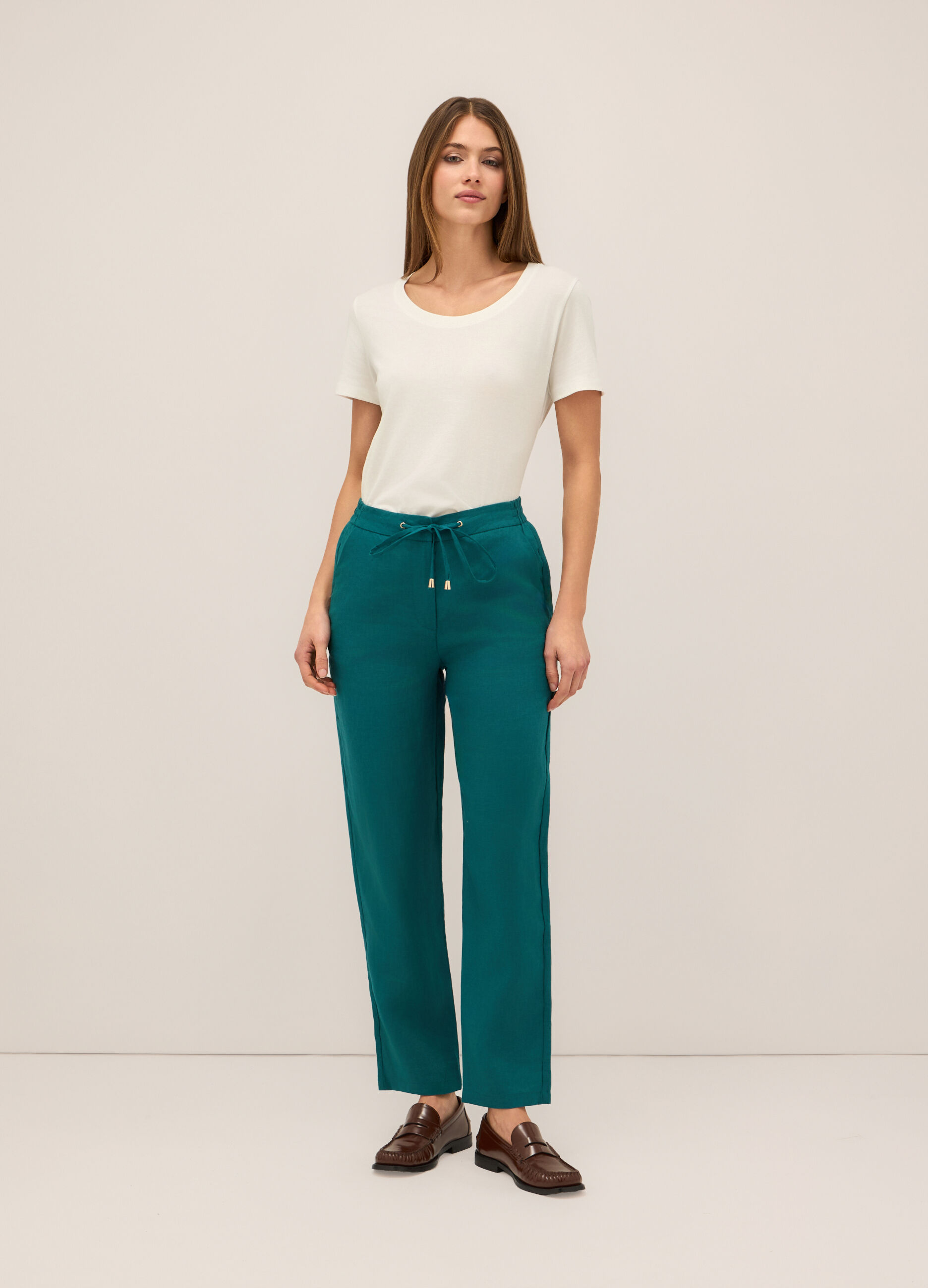 Pantaloni in puro lino donna_0