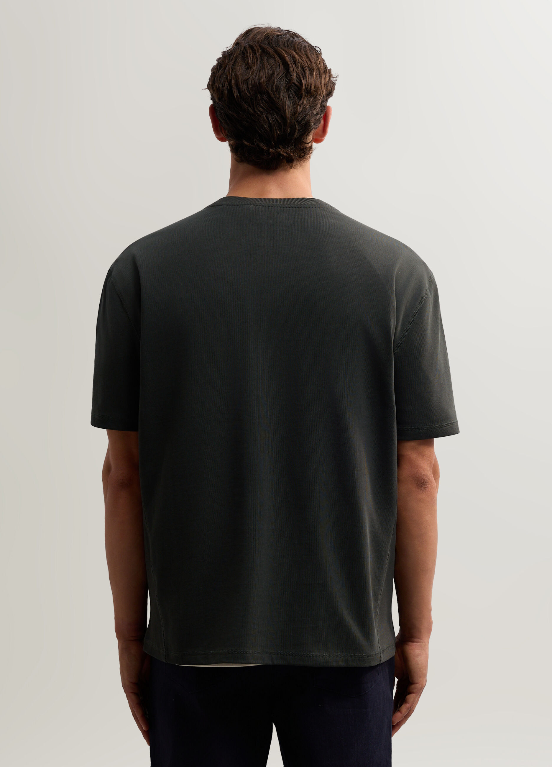T-shirt con girocollo a costine in cotone uomo_1