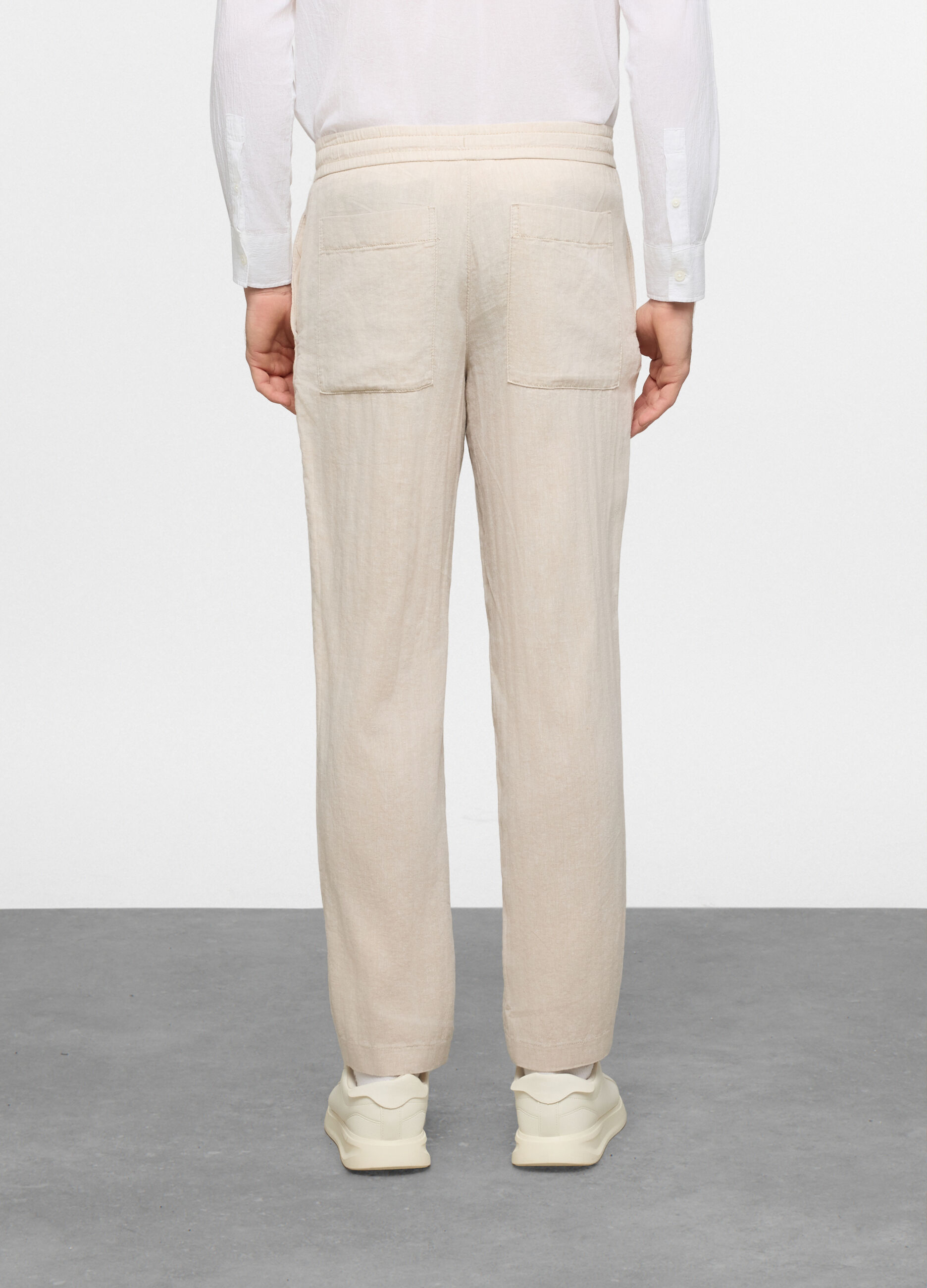 Pantalone chino relaxed fit in cotone e lino uomo_1
