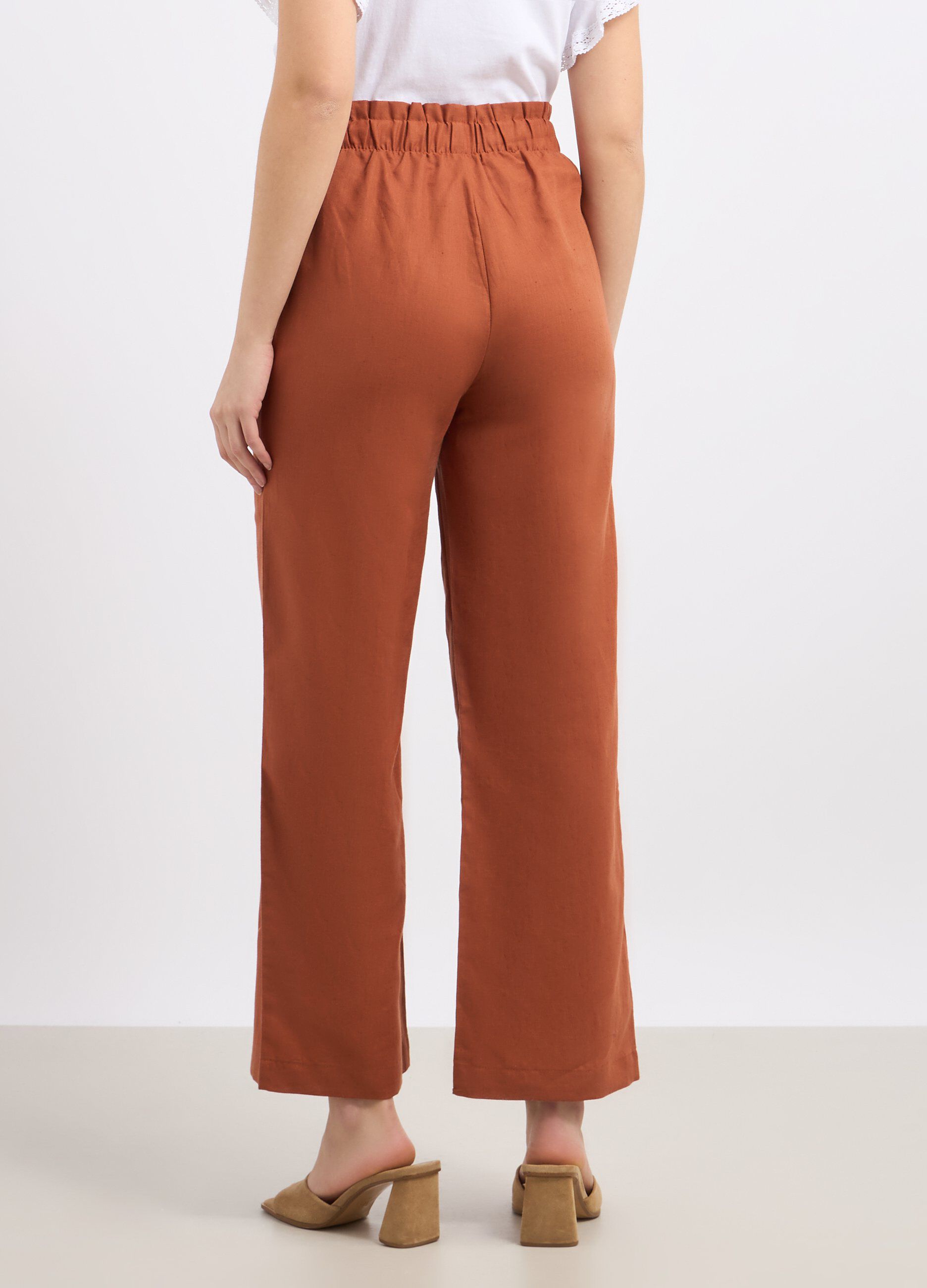 Pantaloni palazzo in misto lino donna_1