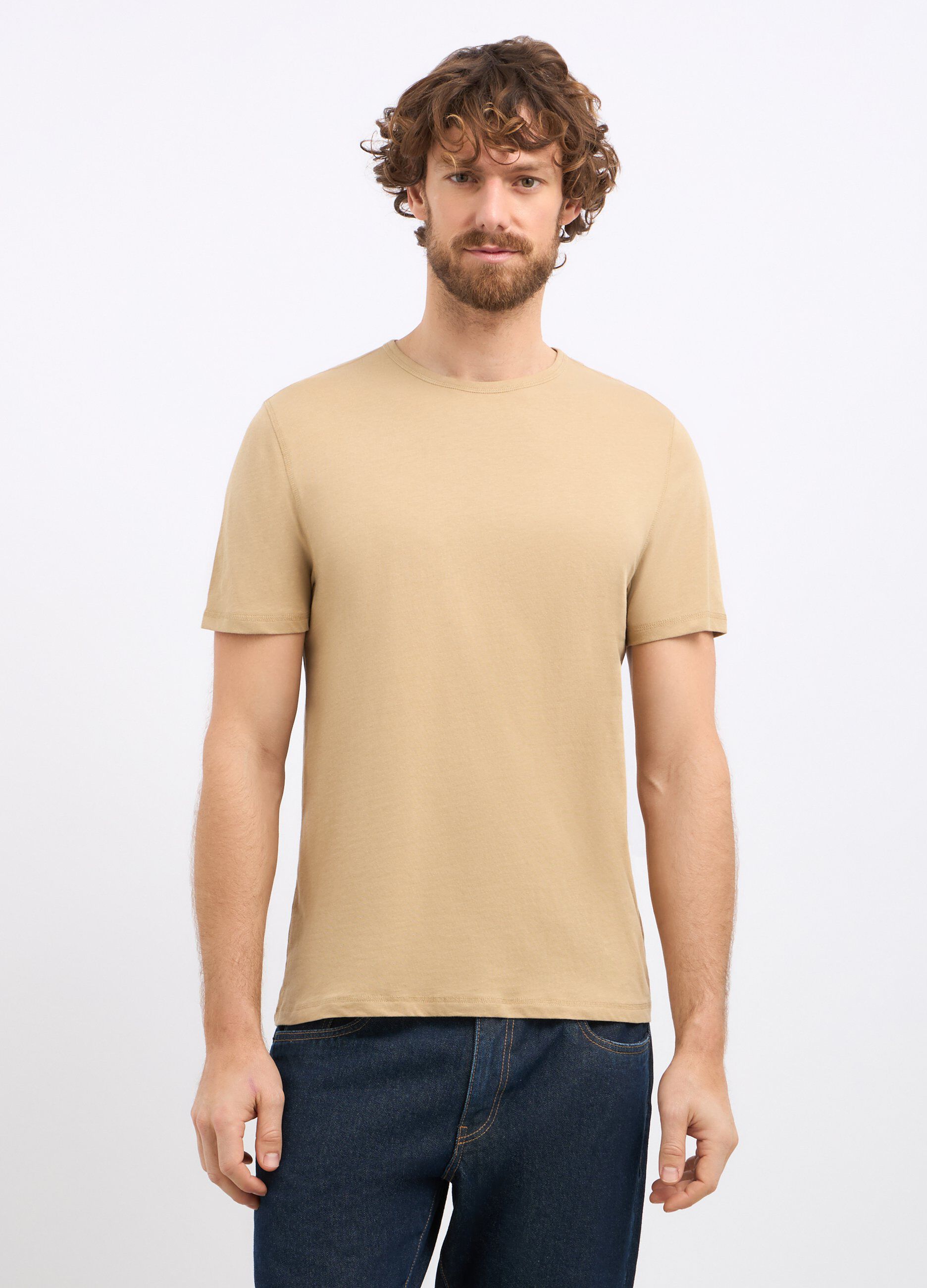 T-shirt a girocollo in puro cotone uomo_0