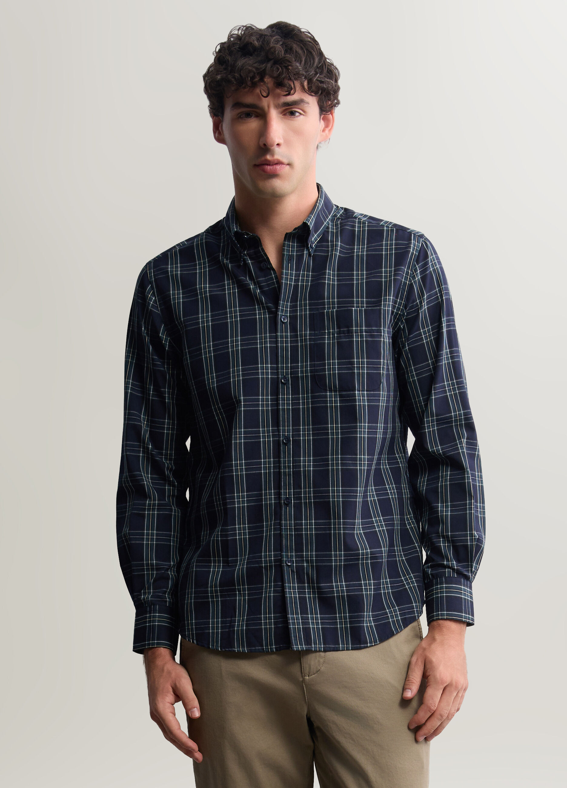 Camicia regular fit in misto cotone uomo_0